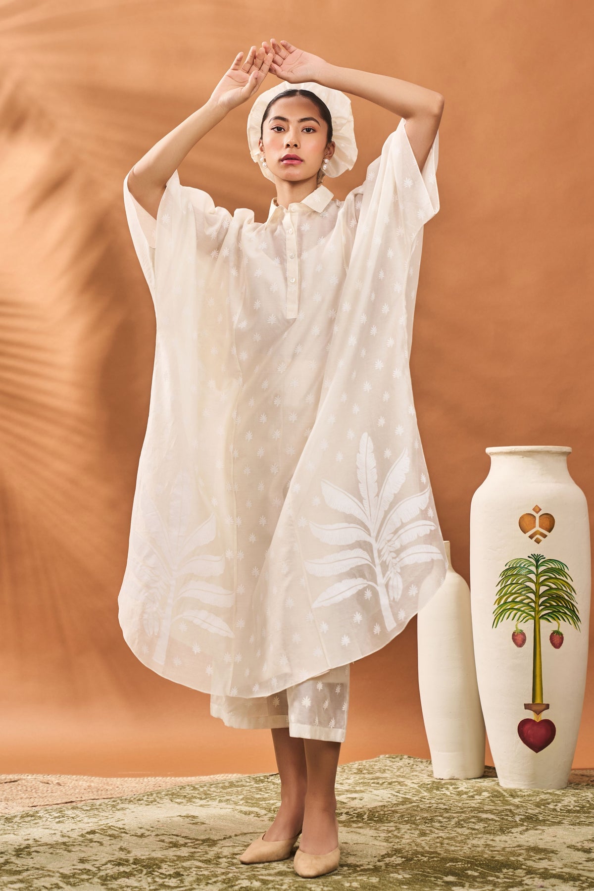 Trellis Palm Kaftan Set
