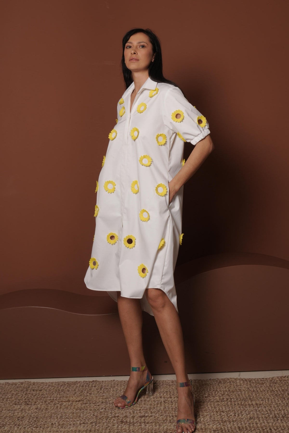 Floral Motif Shirt Dress