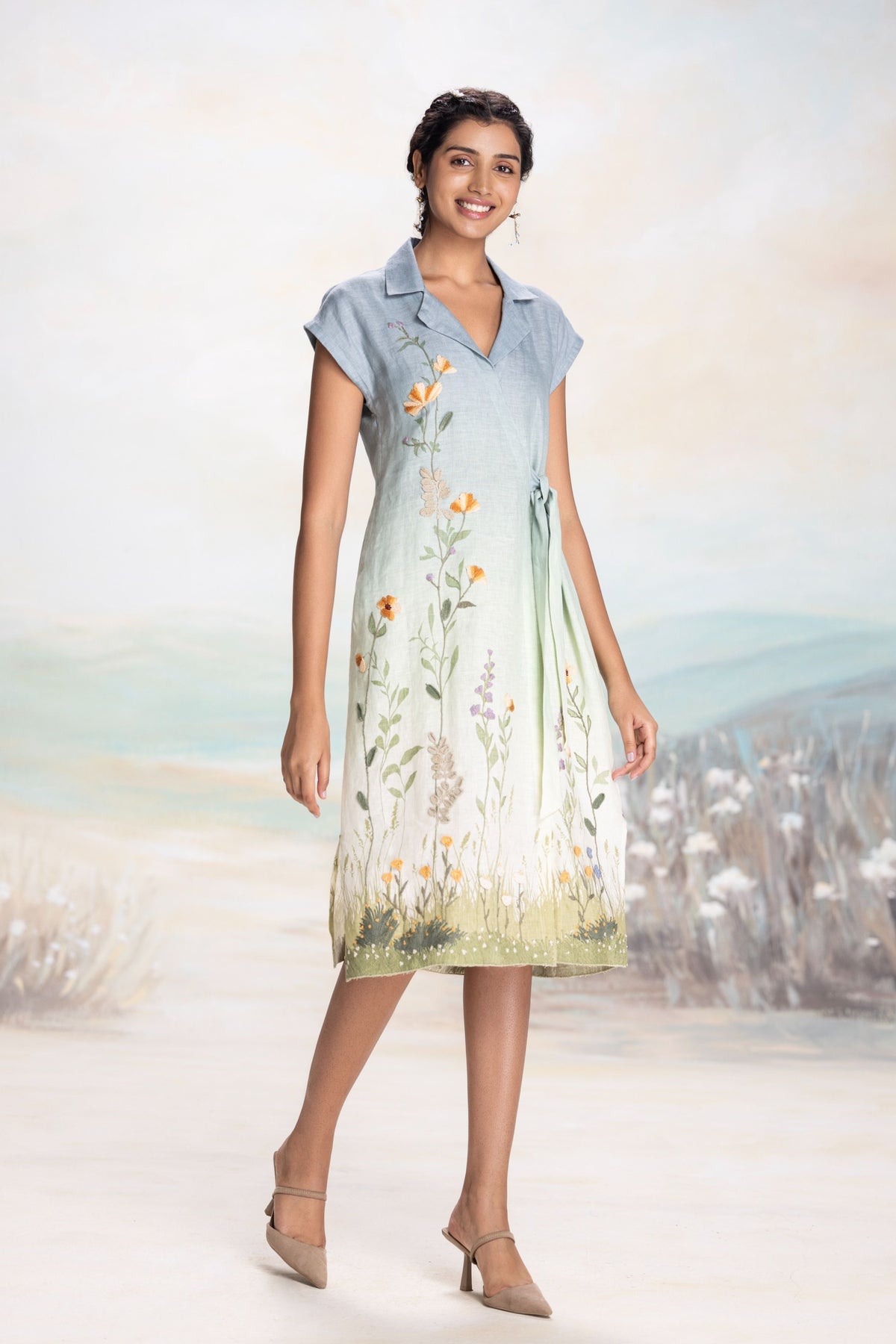 Landscape Sunset Blue Dress