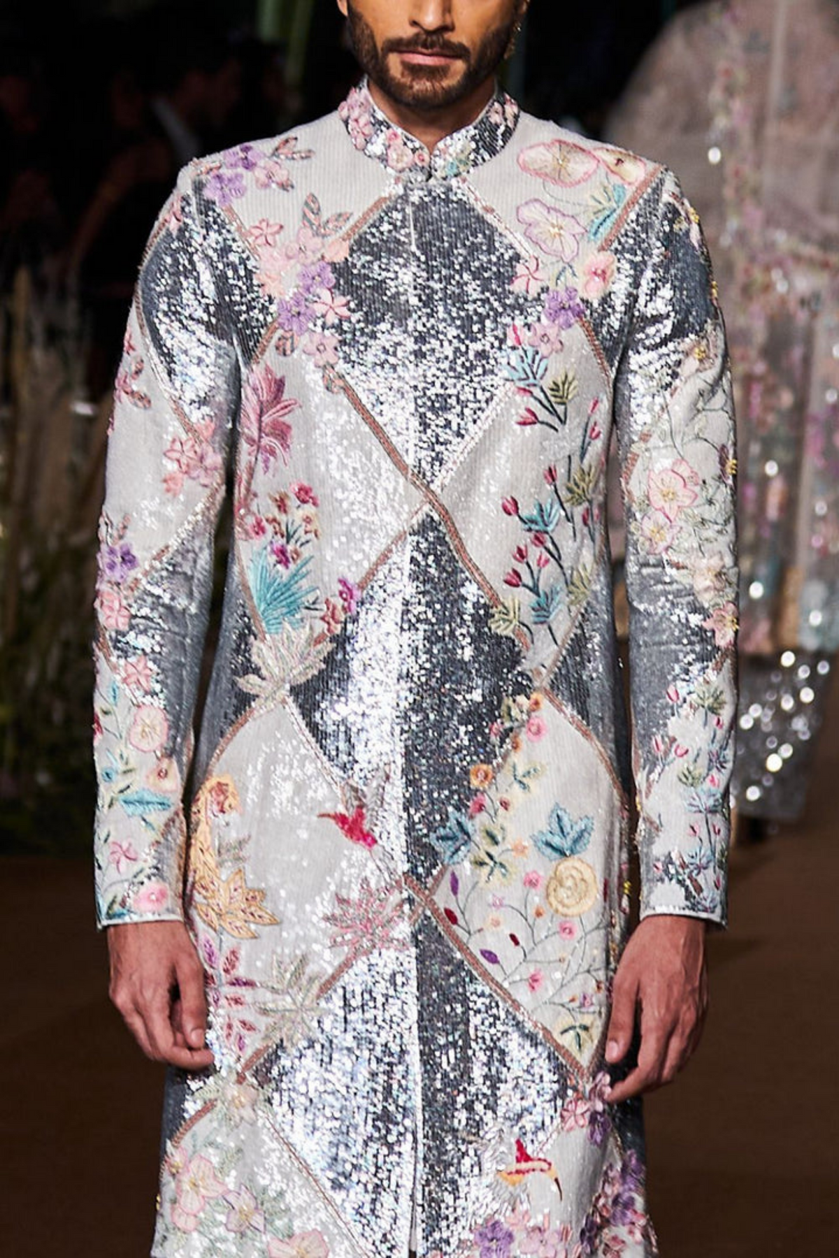 Sunderbans Moonshine Lattice Sherwani Set