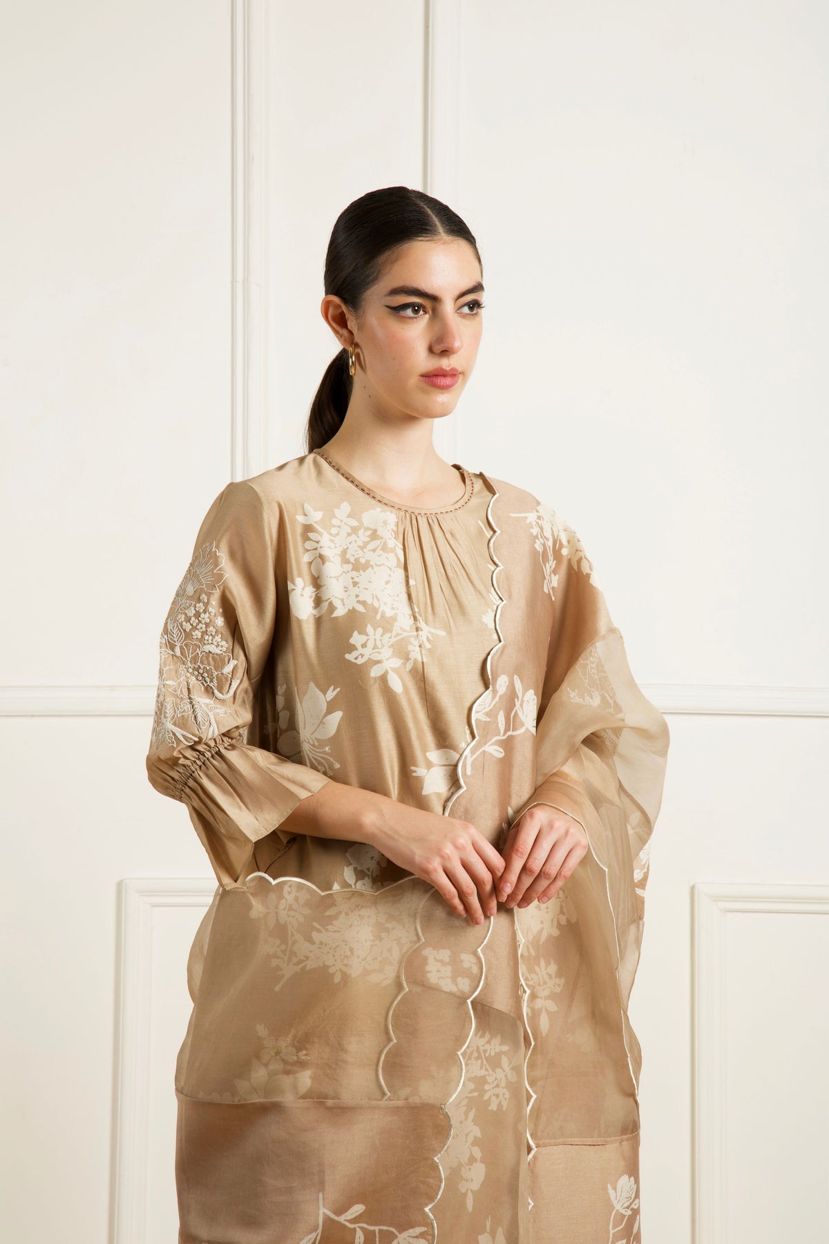 Beige Print Kurta Set