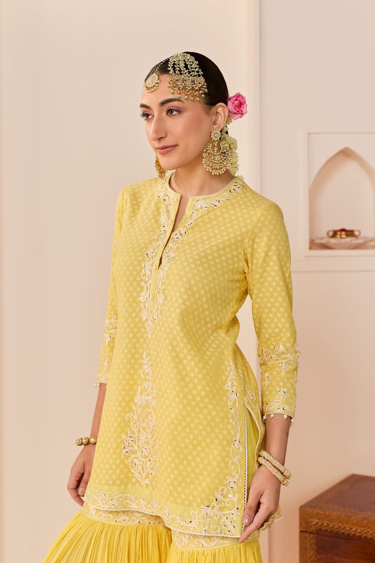 Yasmeen Lemon Yellow Sharara Set