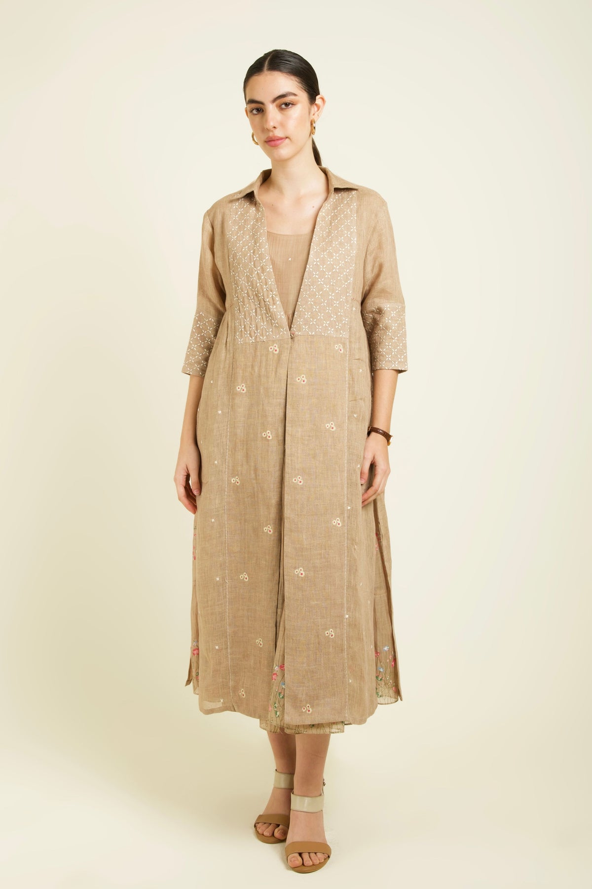 Beige Linen Dress
