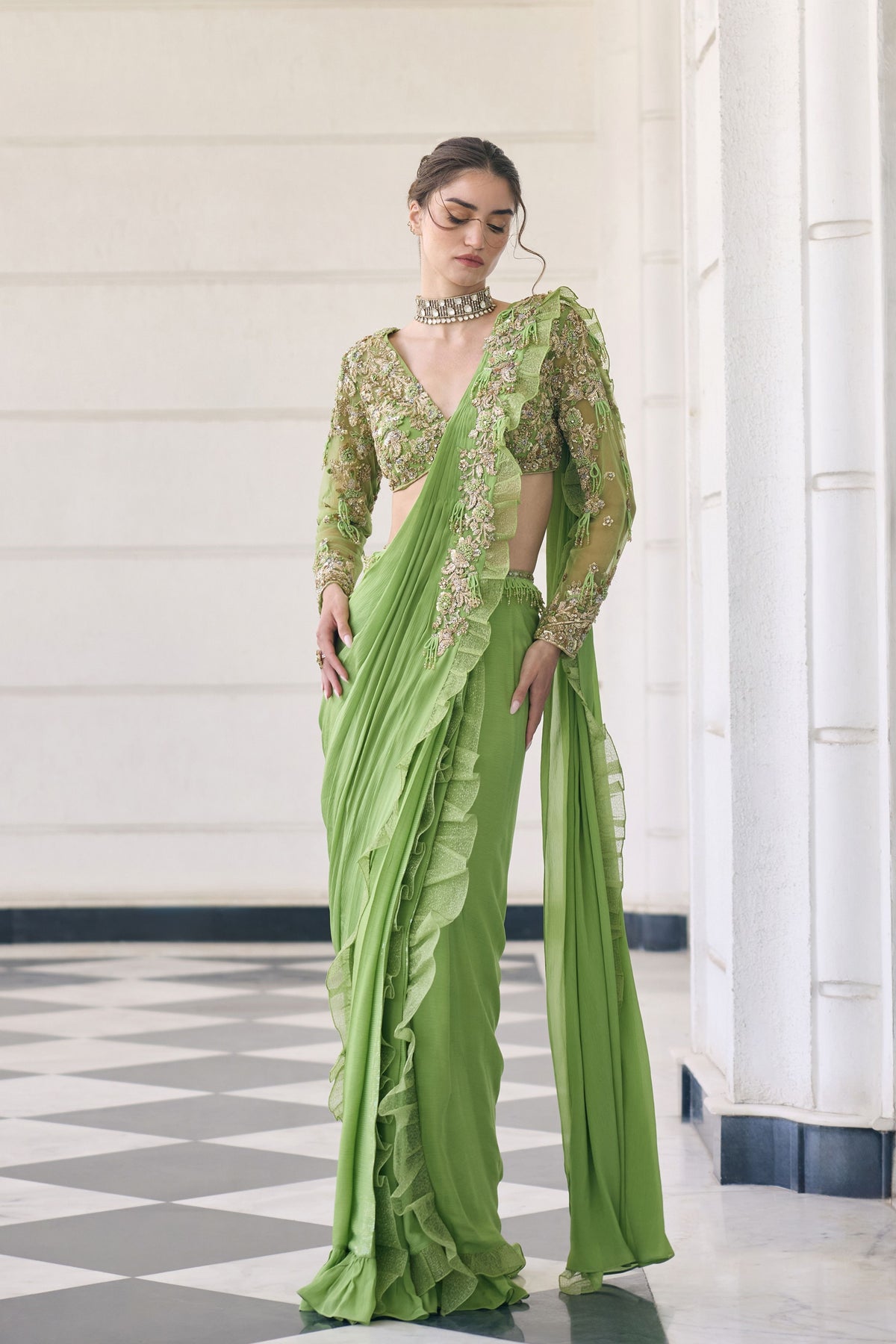 Lutus Draped Saree Set