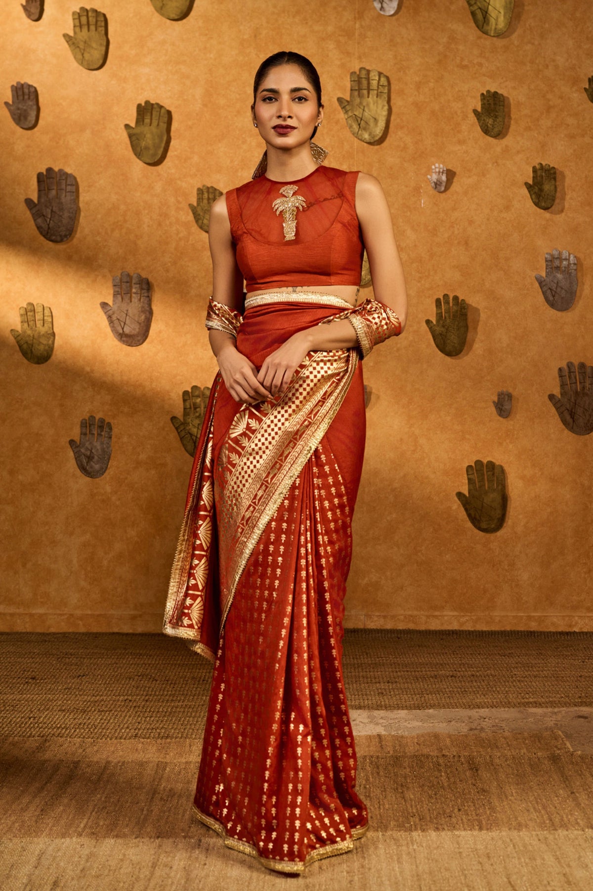 Rust Snow Light Saree