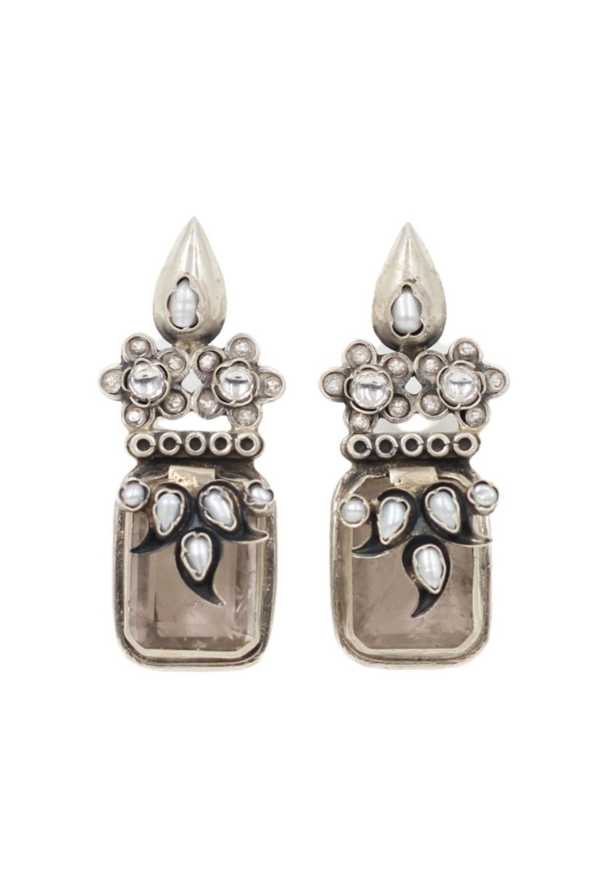 Classic Smoky Silver Earrings