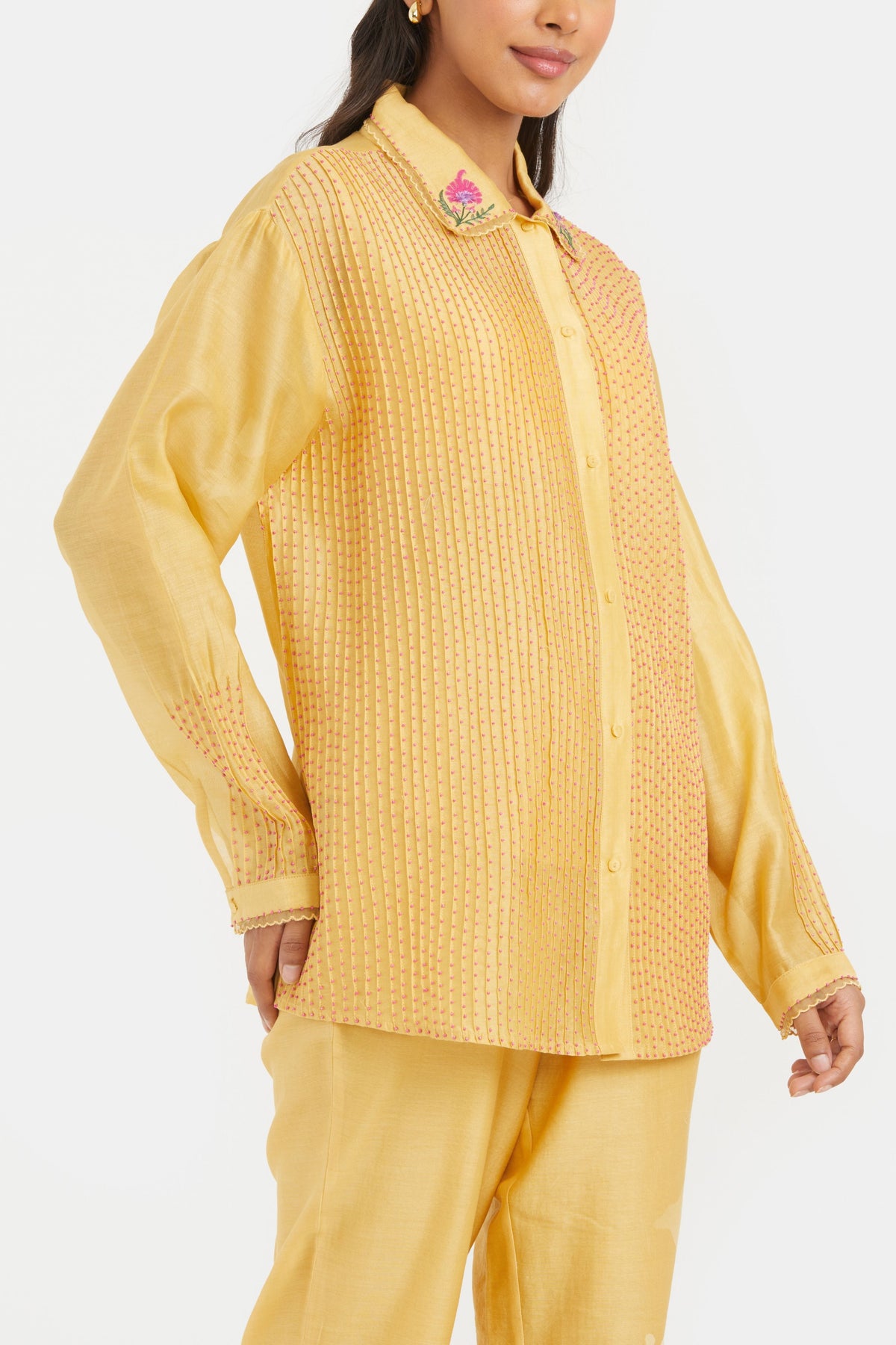 Yellow Silk Chanderi Co-ord Set