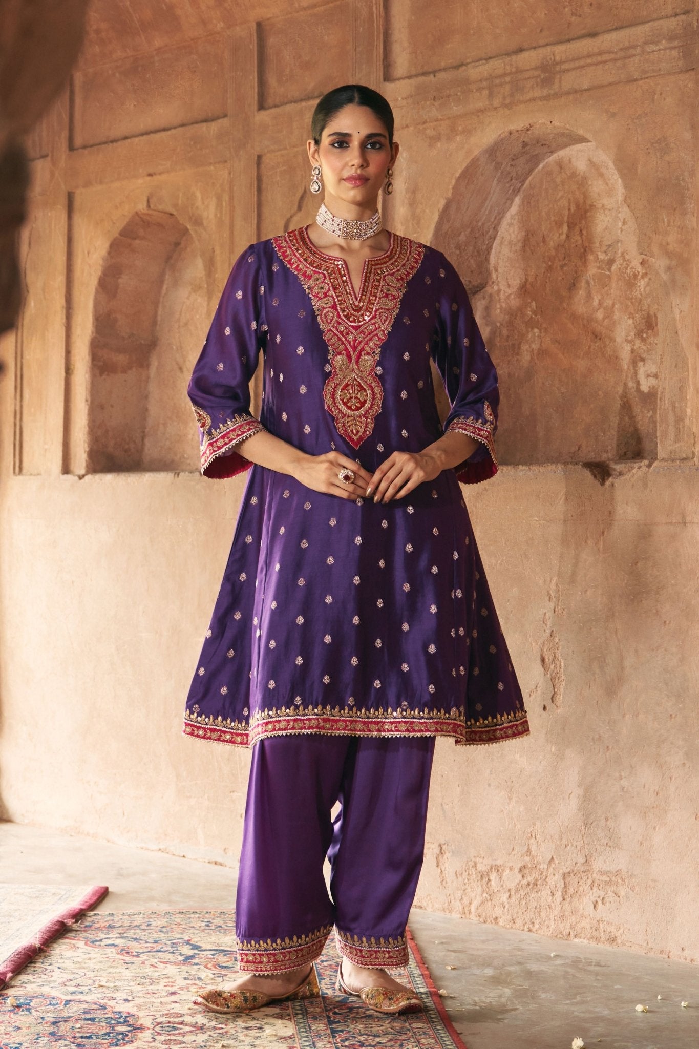 Hafsa Purple Chauga With Salwar - Sheetal Batra - Elahe