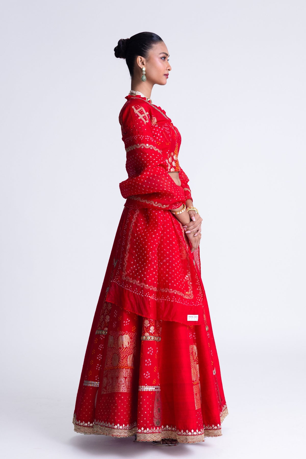 Red Patchwork Lehenga