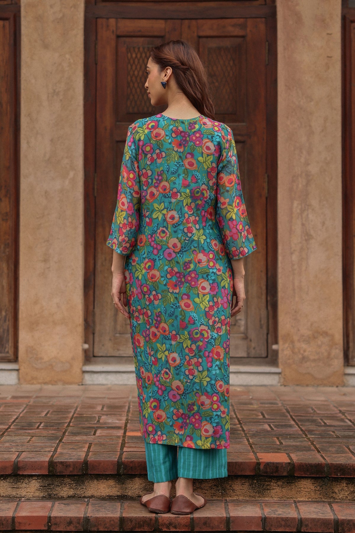 Bloom Teal Kurta Set
