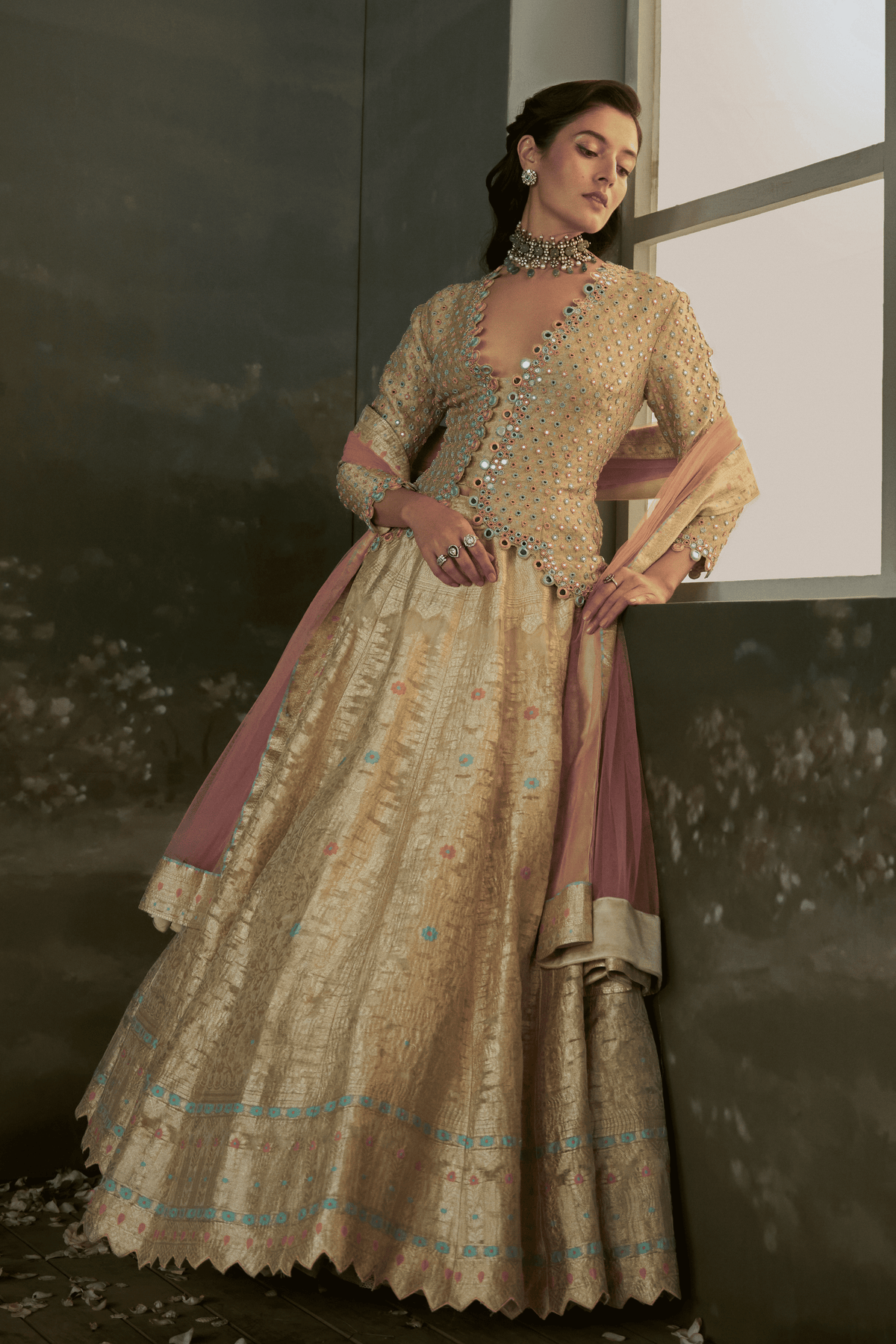 Ivory Organza Lehenga Set