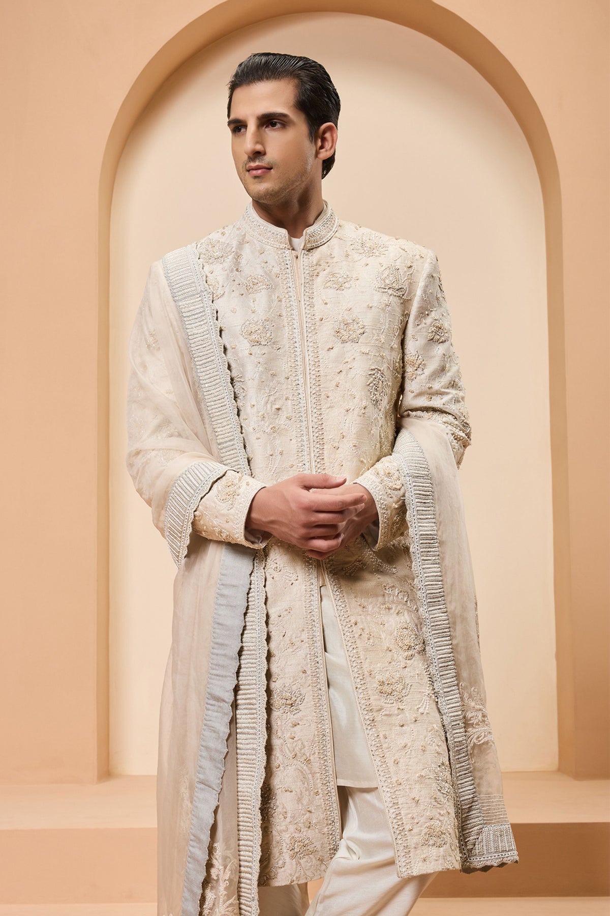 Ivory Sequin Sherwani Set