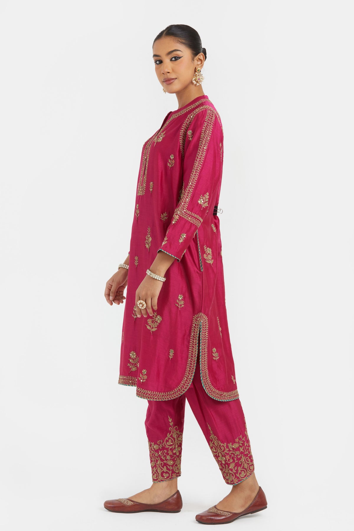 Fuchsia Chanderi Kurta Set