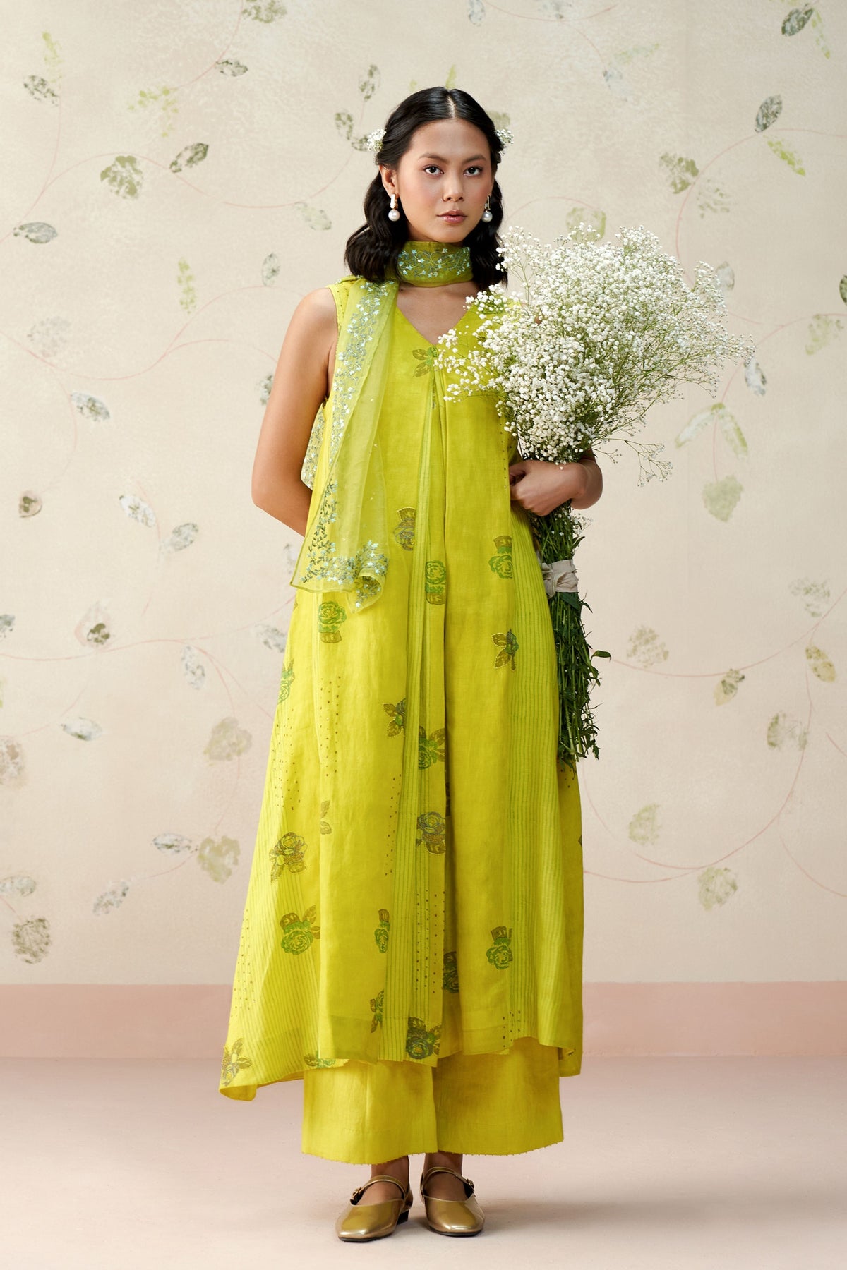 Eugenia Neon Green Kurta Set
