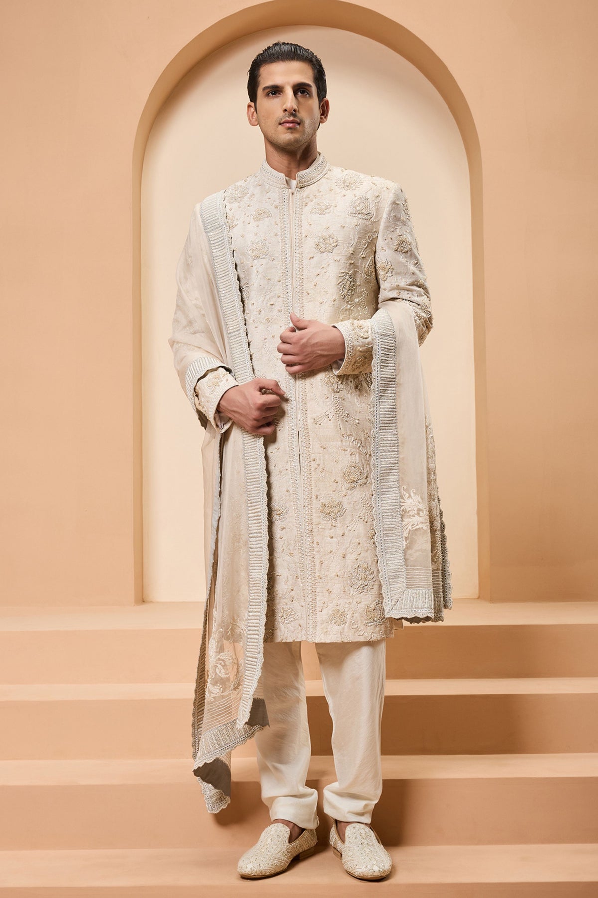 Ivory Sequin Sherwani Set
