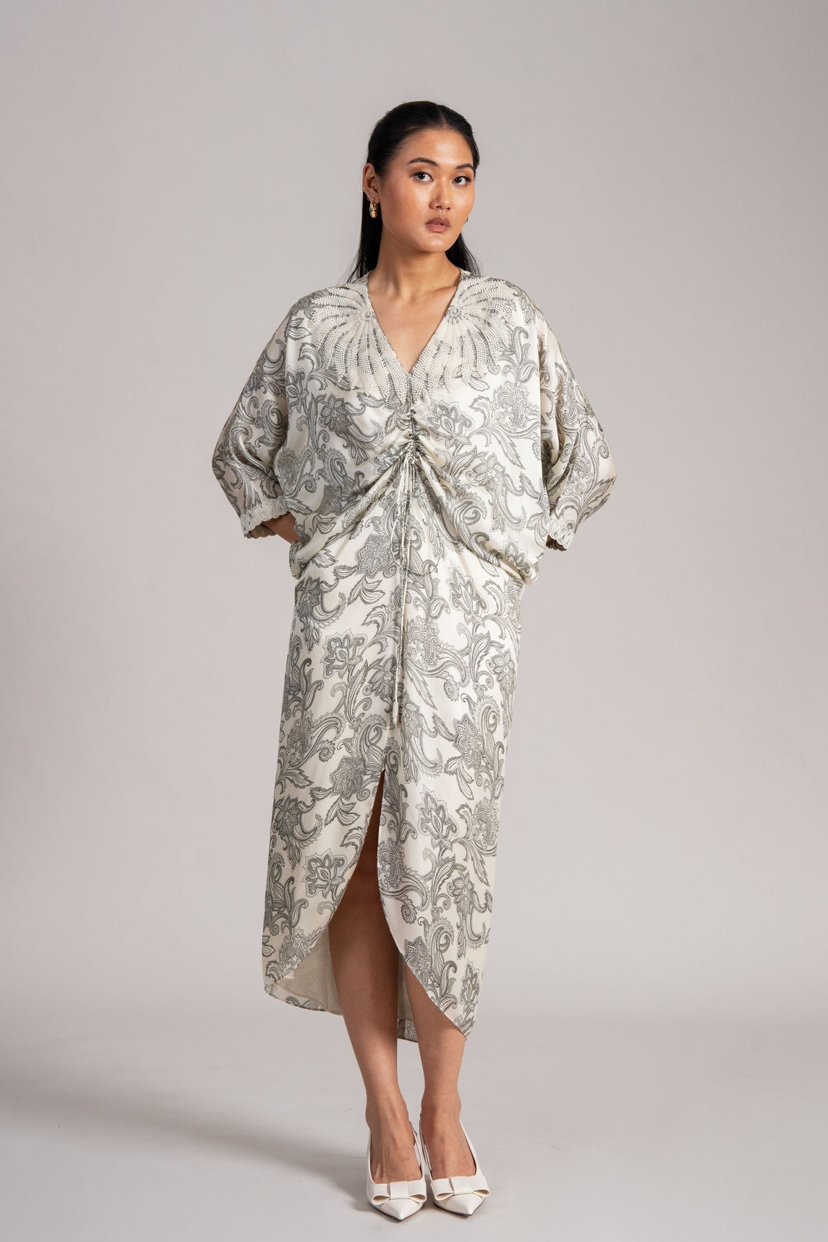 Estelle Rays Printed Drawstring Dress