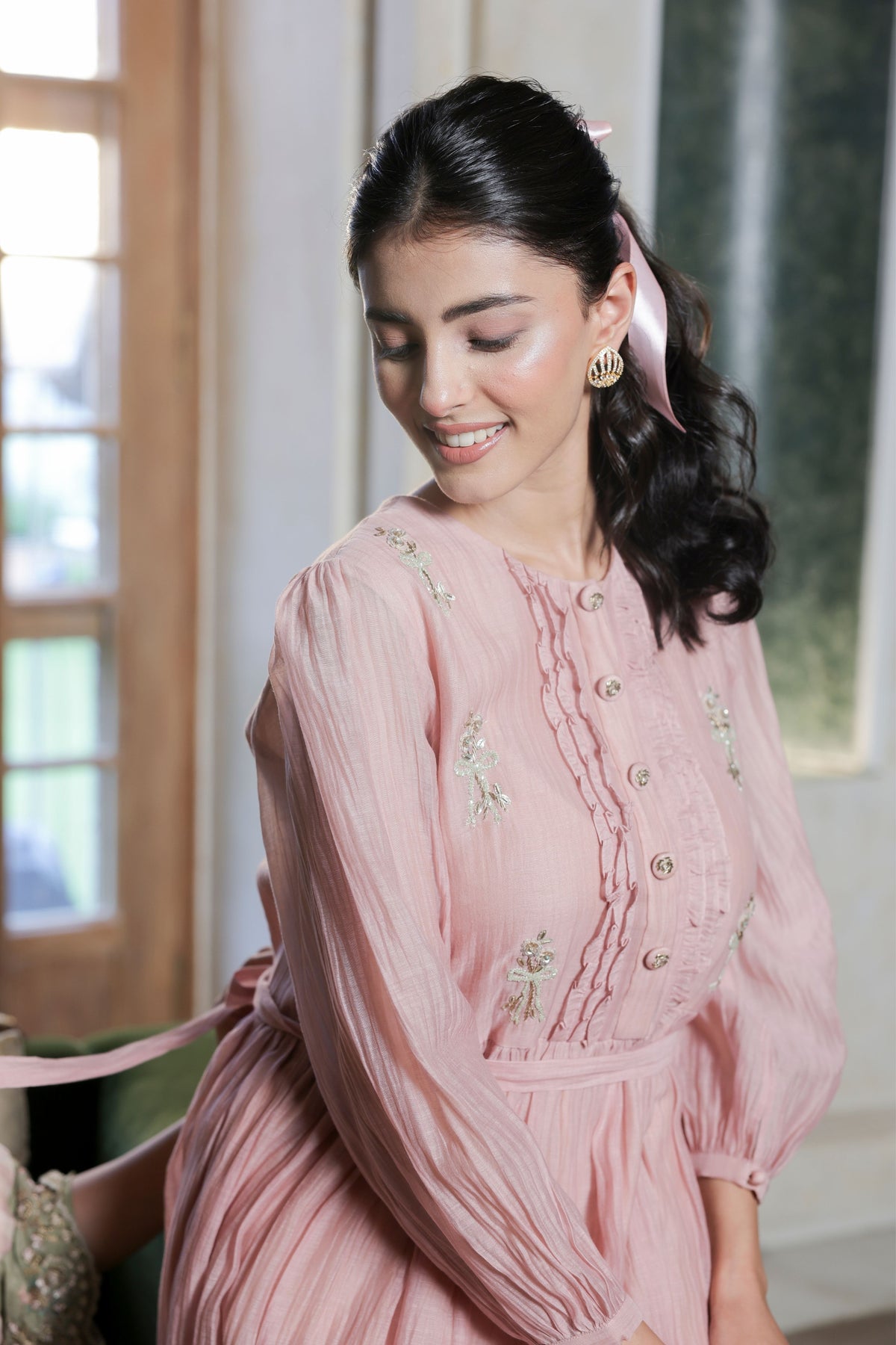 Noor Pink Bow Dress
