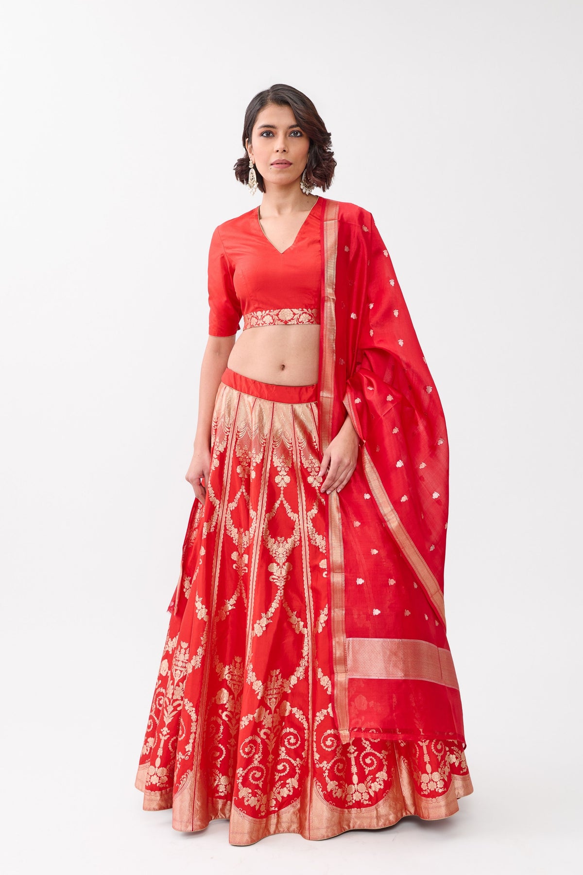 Red Madhumita Lehenga Set