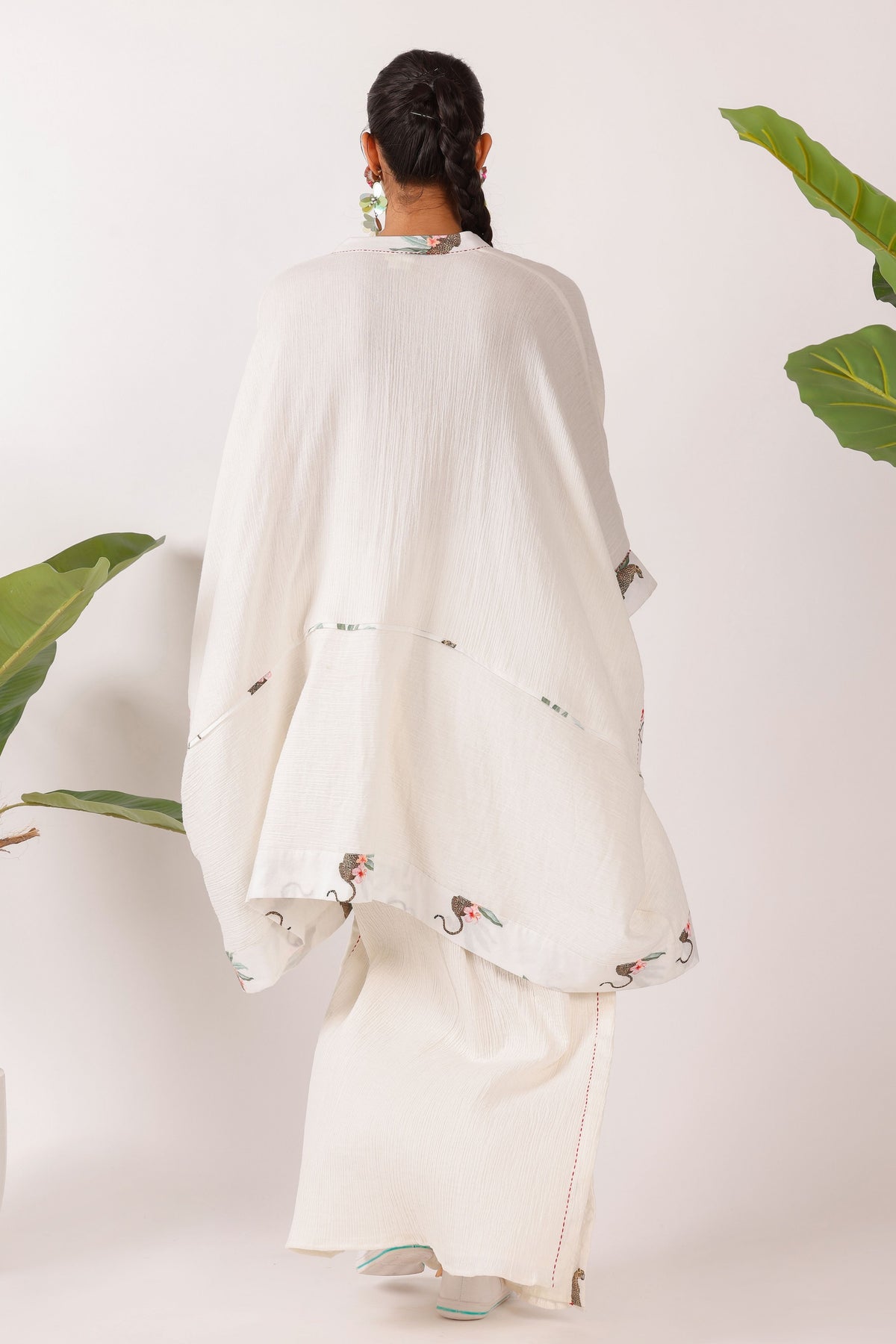 Ivory Cotton Crush Kaftan Set