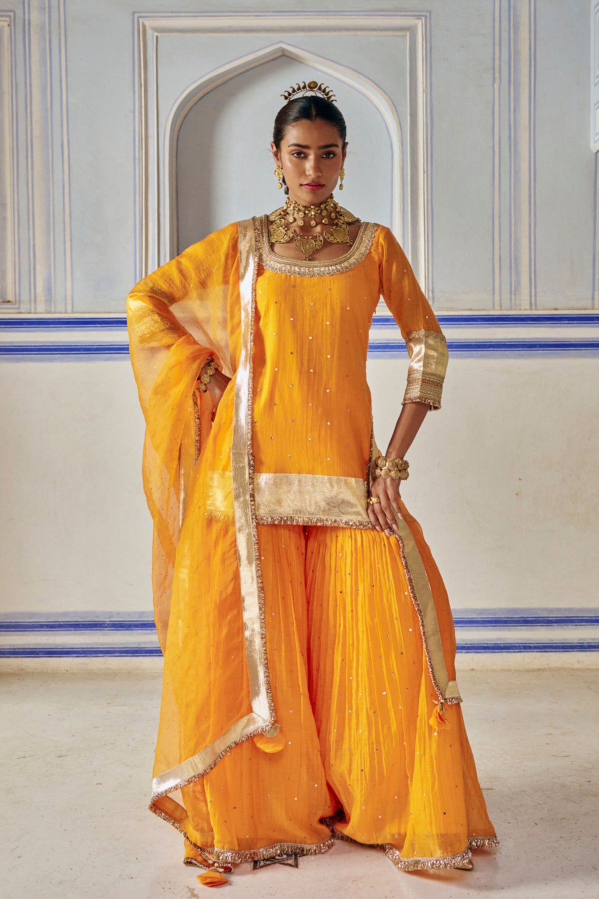 Saffron Straight Sharara Set