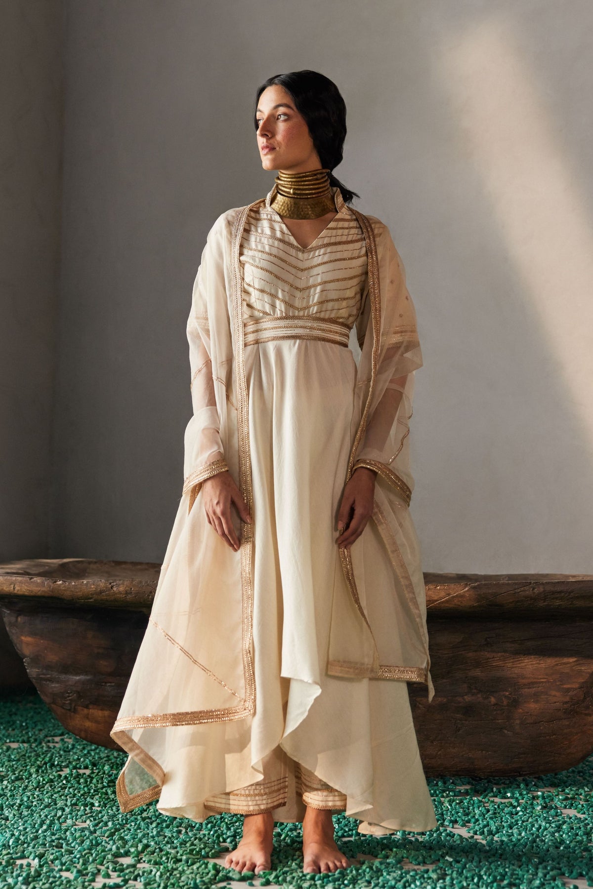 Ivory Rose Gold Asymmetrical Set