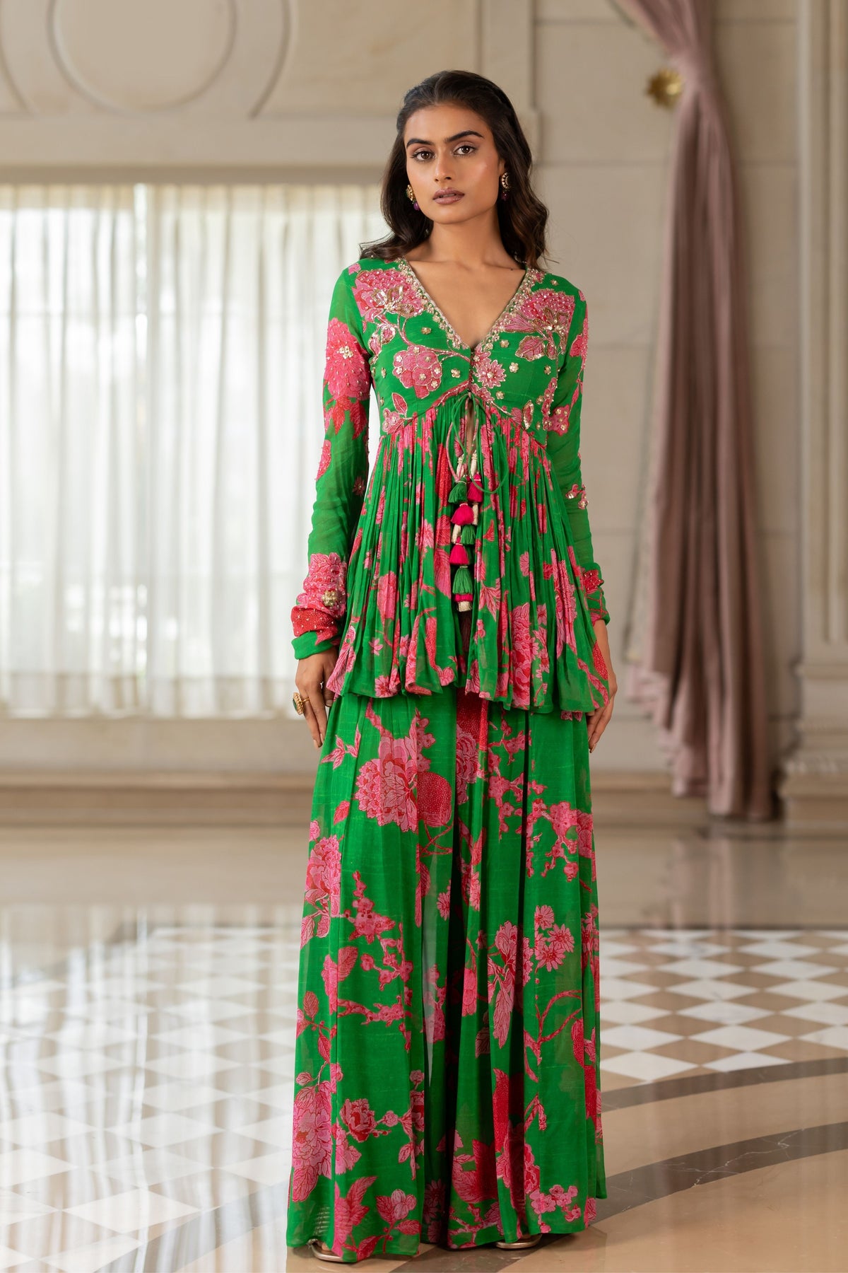Risha Peplum Set in Green