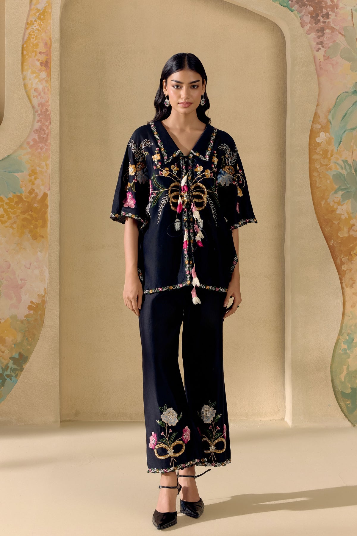 Black Floral Bloom Pants