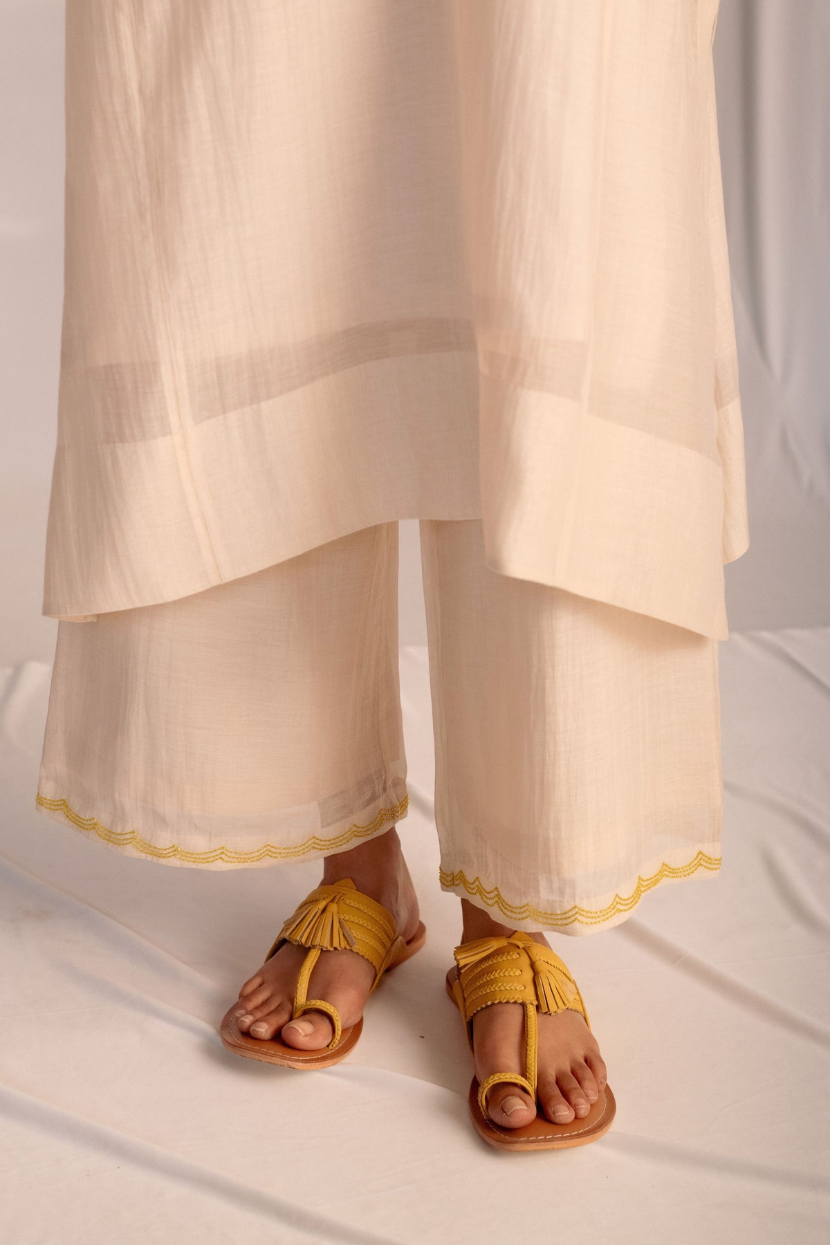 Champagne Embroidered Tunic &amp; Trouser Set