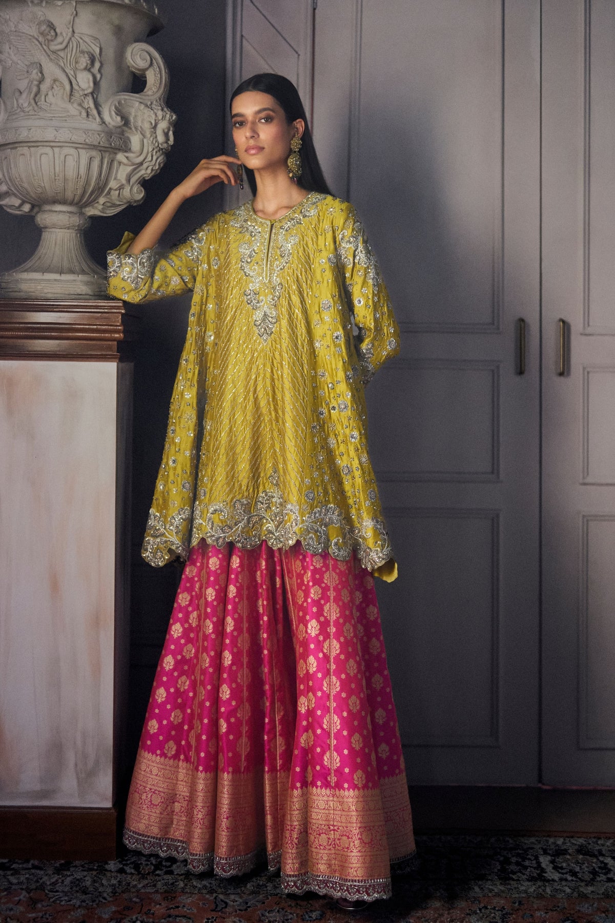 Banarasi Mustard Kurta Set