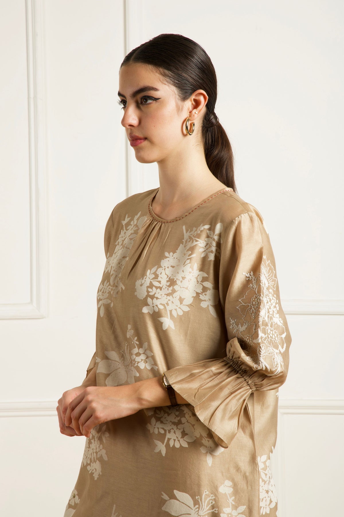 Beige Print Kurta Set