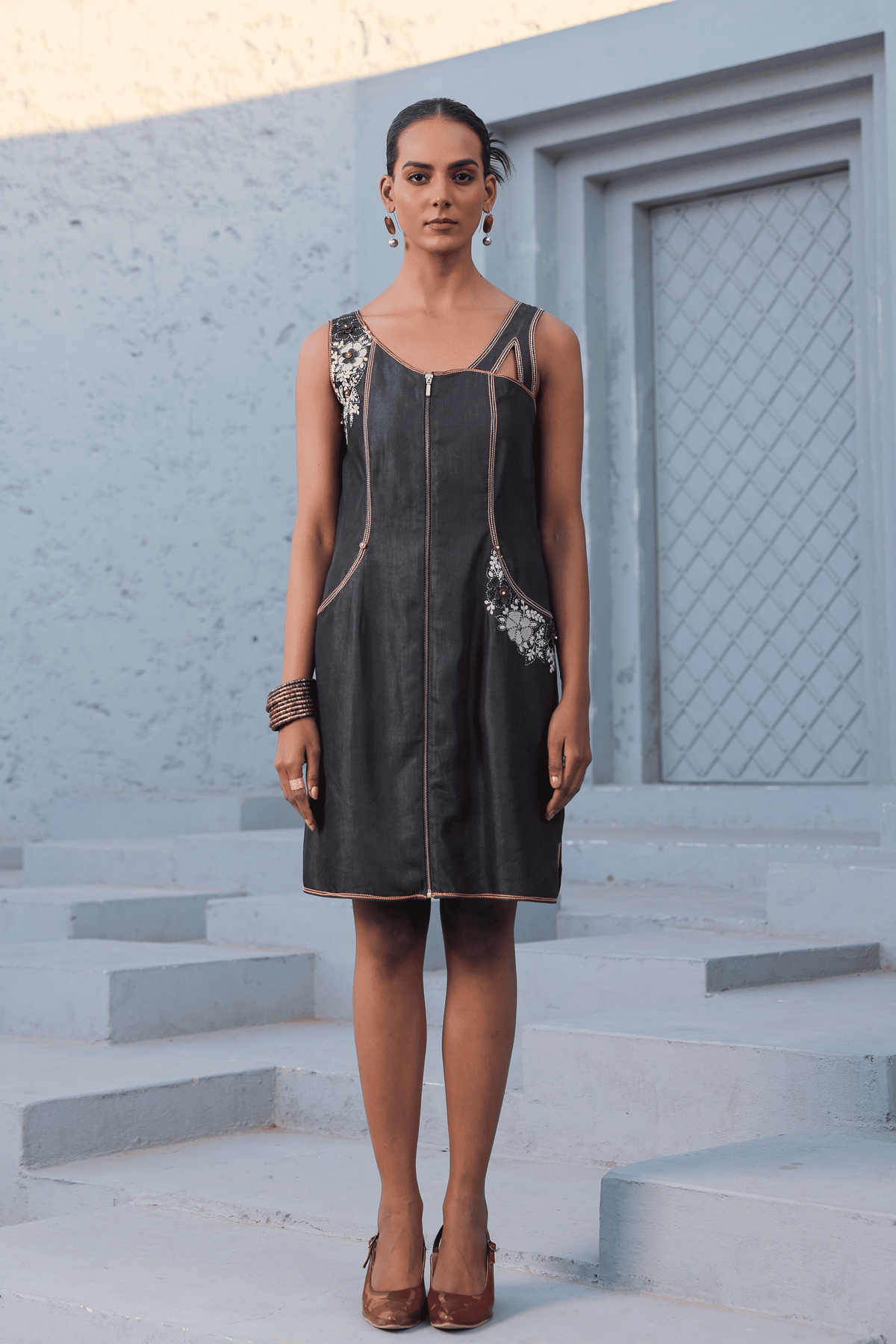 Azure Zip it up Dress in Black