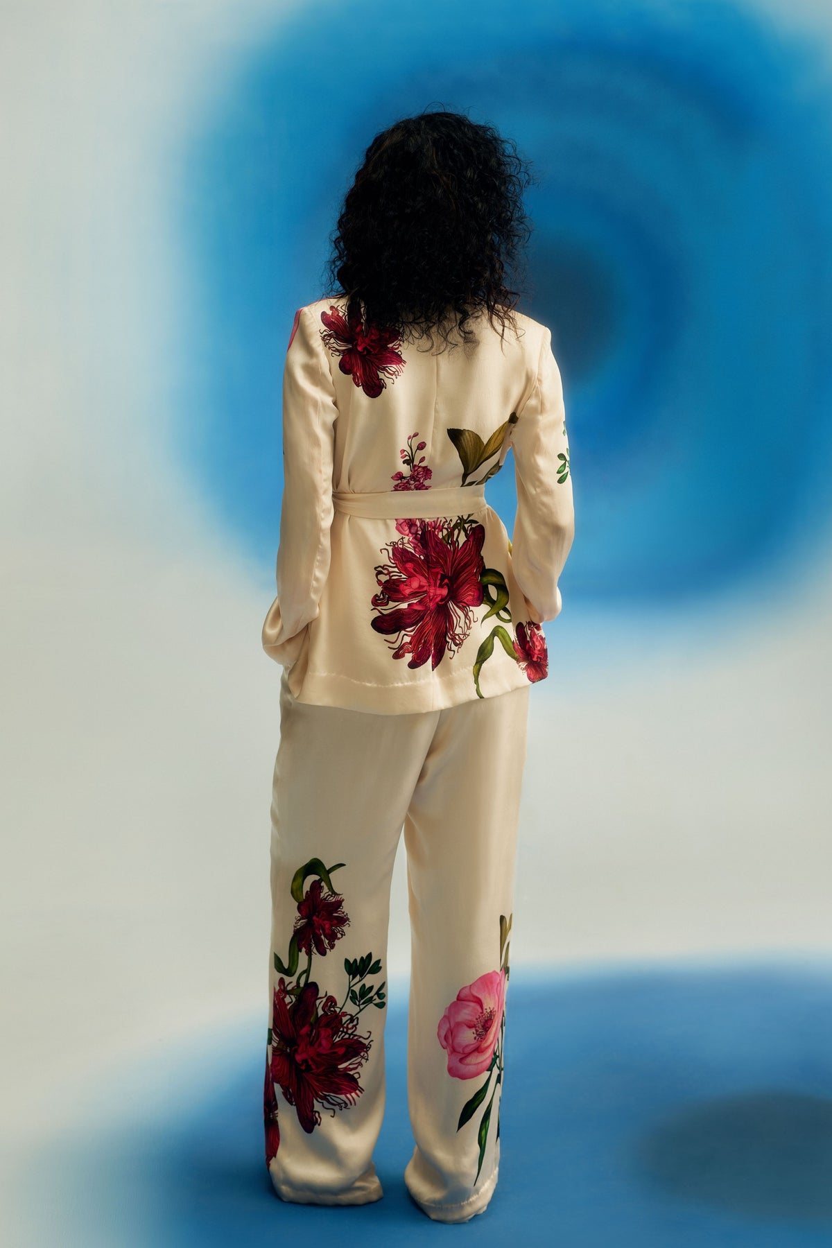 Floral Satin Statement Pants