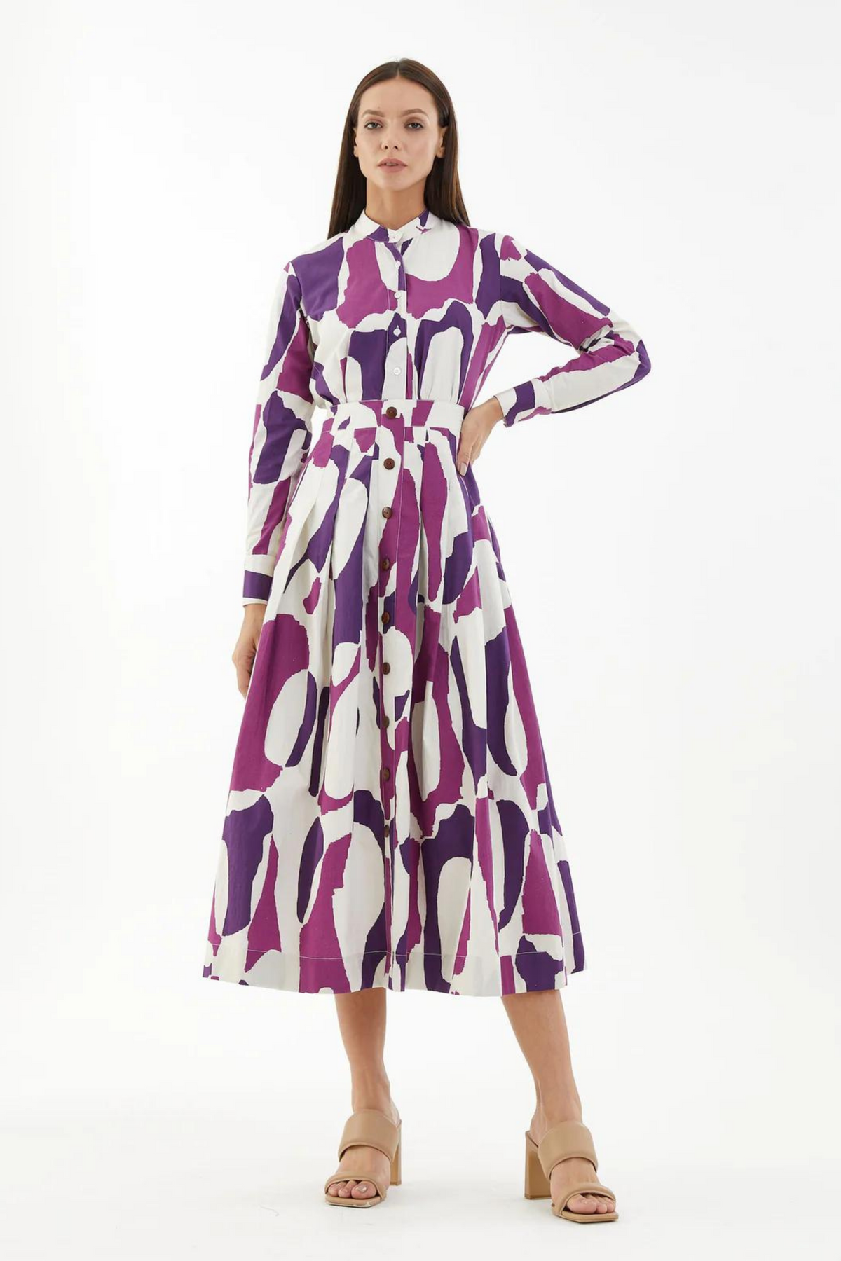 Purple, Pink And White Abstract Skirt