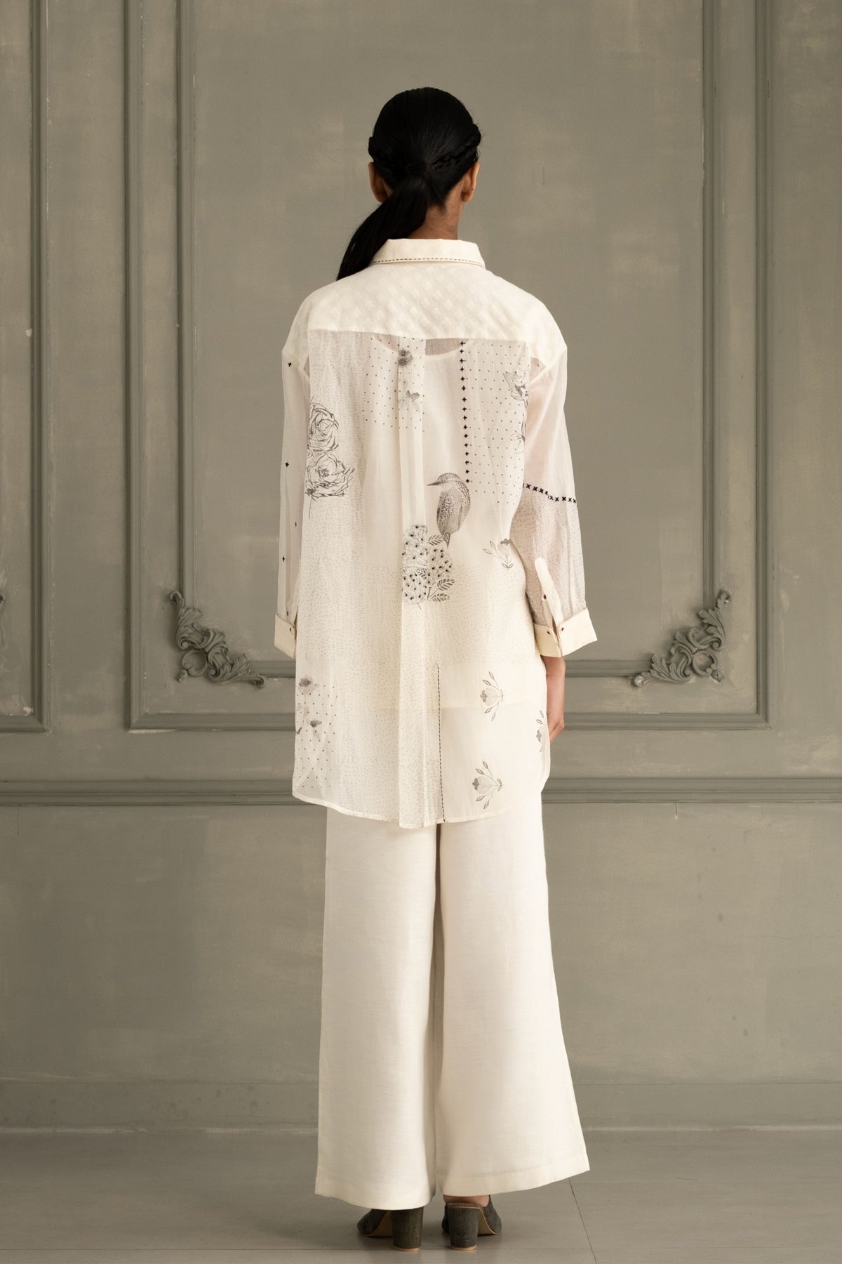 Ivory Embroidered Chanderi Set