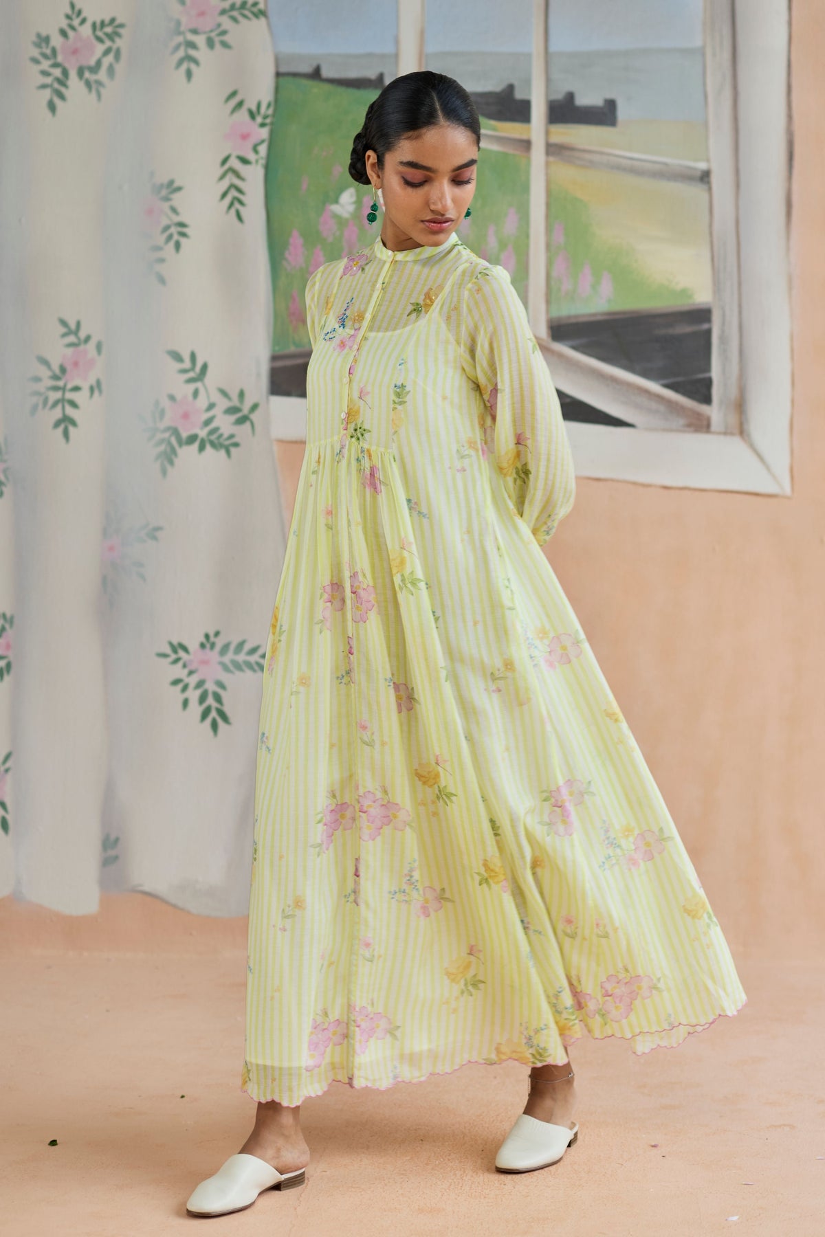 Serene Flora Maxi Dress Chanderi