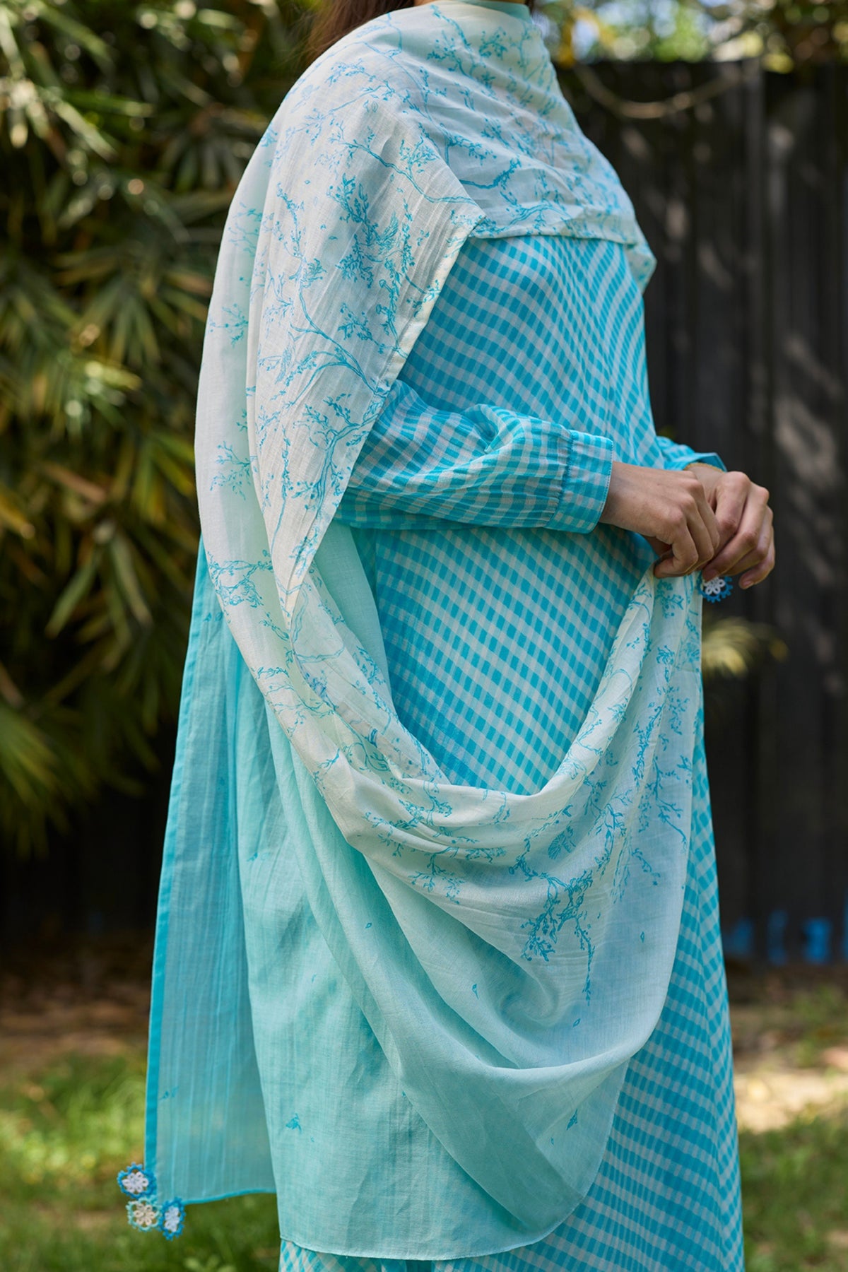 Once-upon-a-garden Blue Dupatta