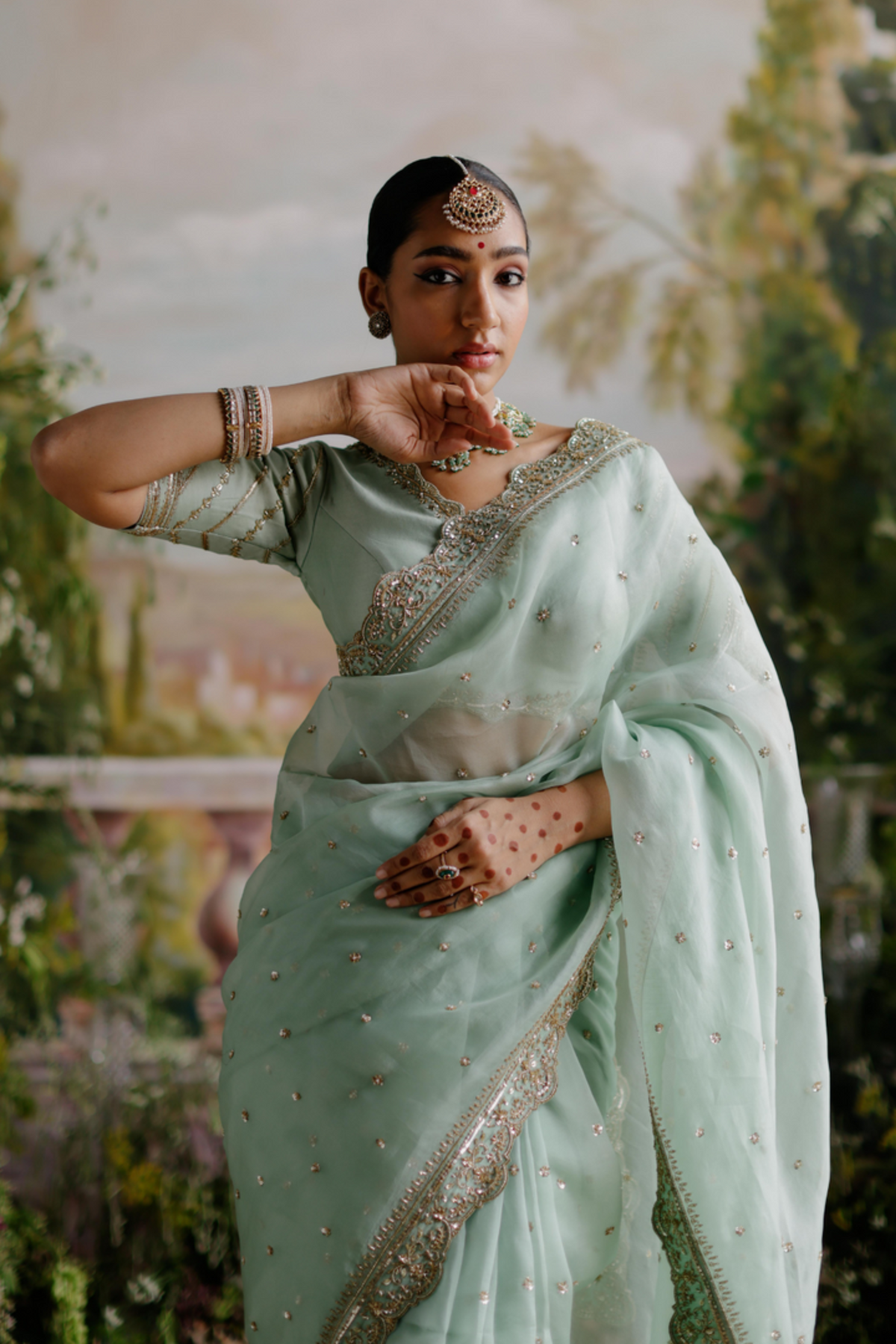 Sage Green Saree Set