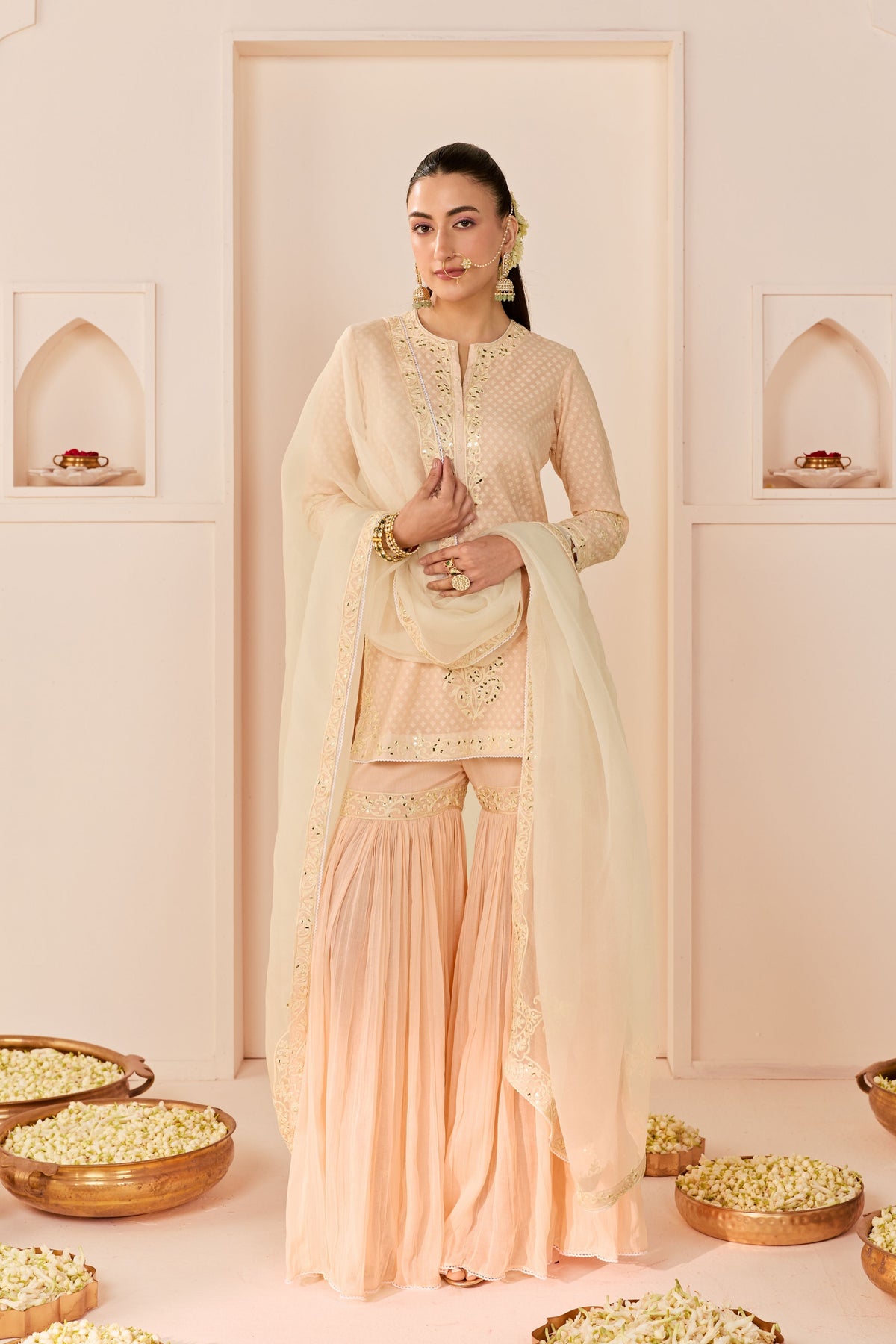 Yasmeen Carnation Pink Sharara Set