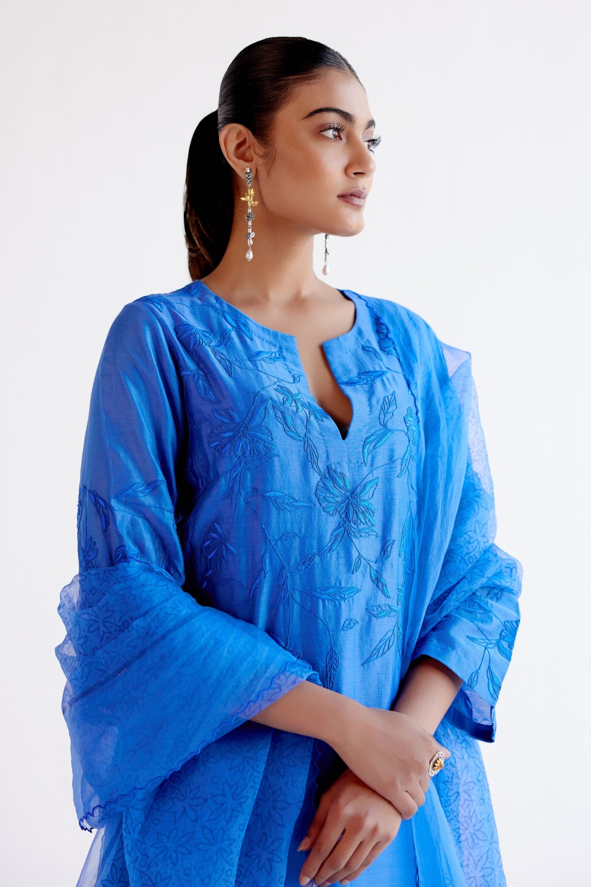 Bright Blue Resham Kurta Set