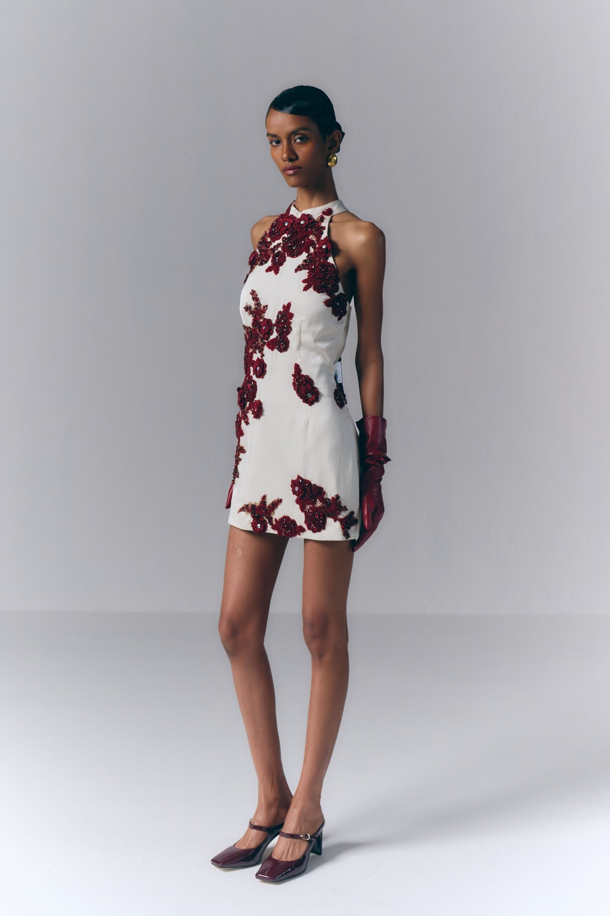 Crimson Bloom Mini Dress
