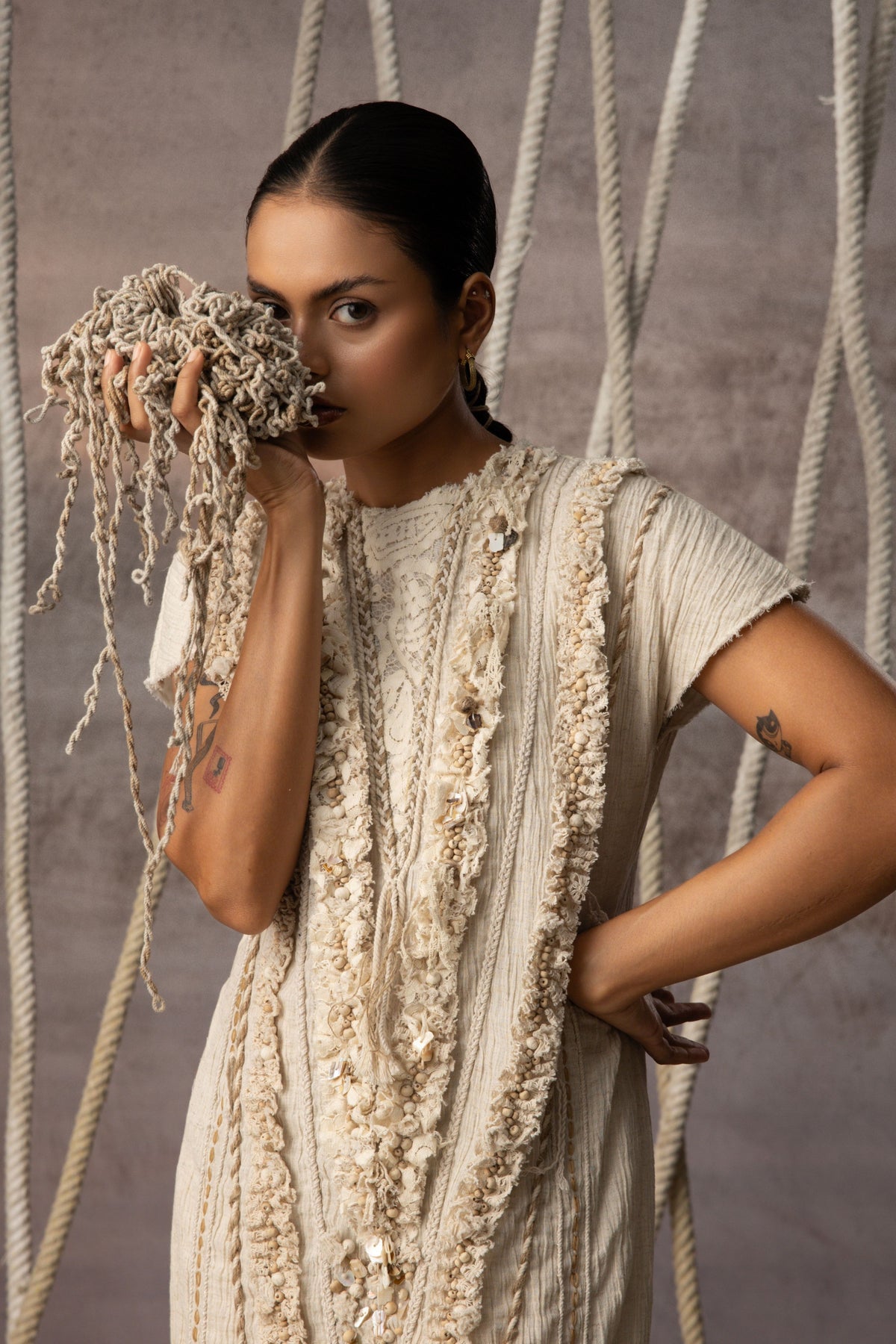 Ivory Lace Embroidered Dress