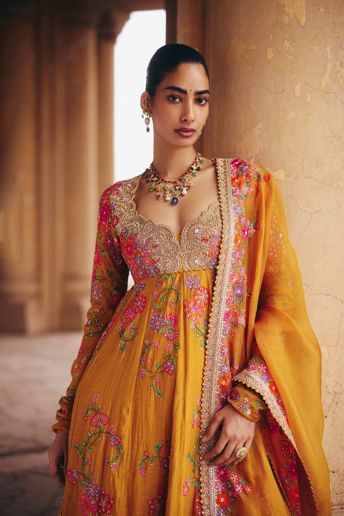 Valli Yellow Anarkali Set