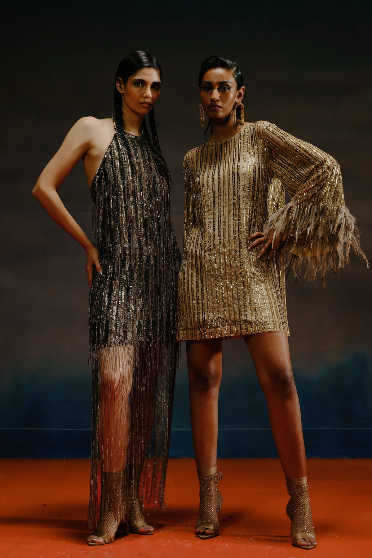 Bugle Beaded Gold Dress