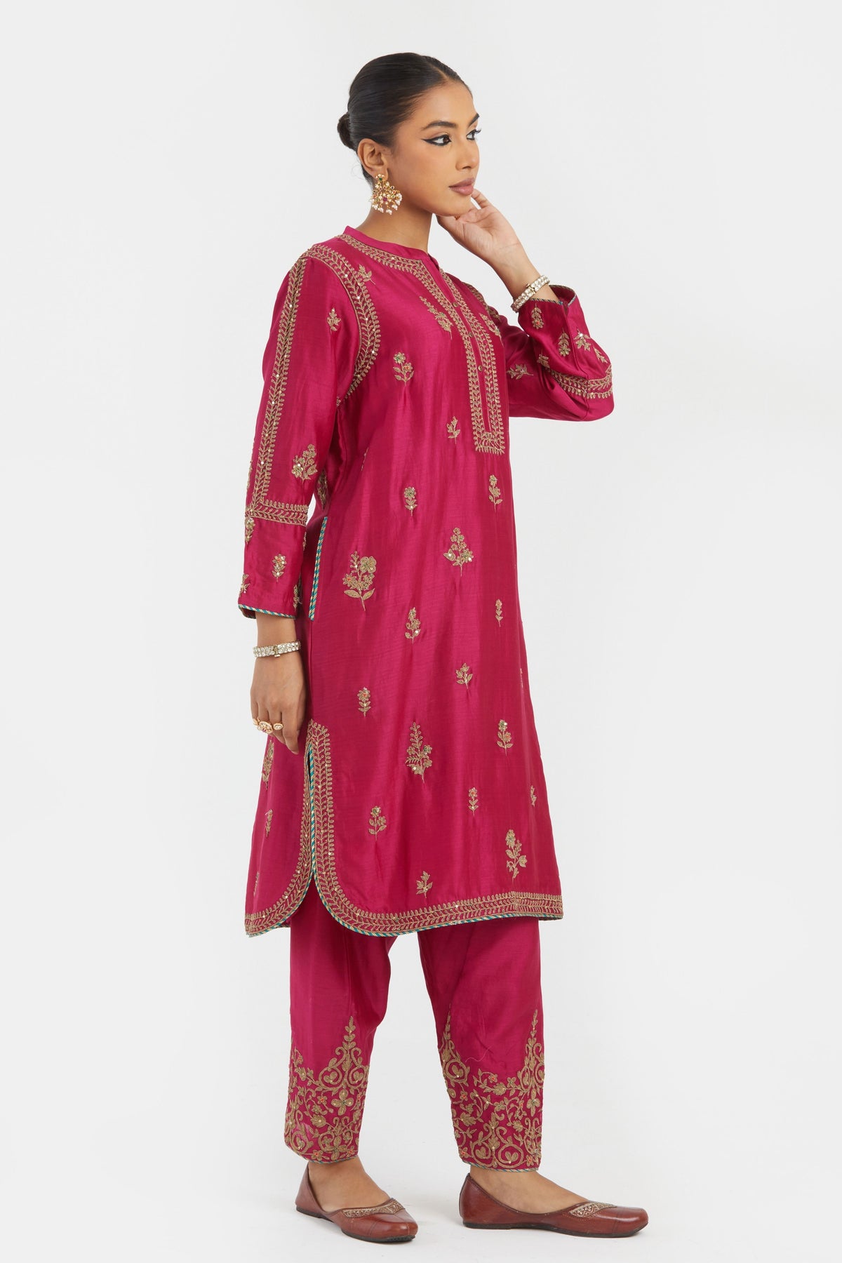Fuchsia Chanderi Kurta Set