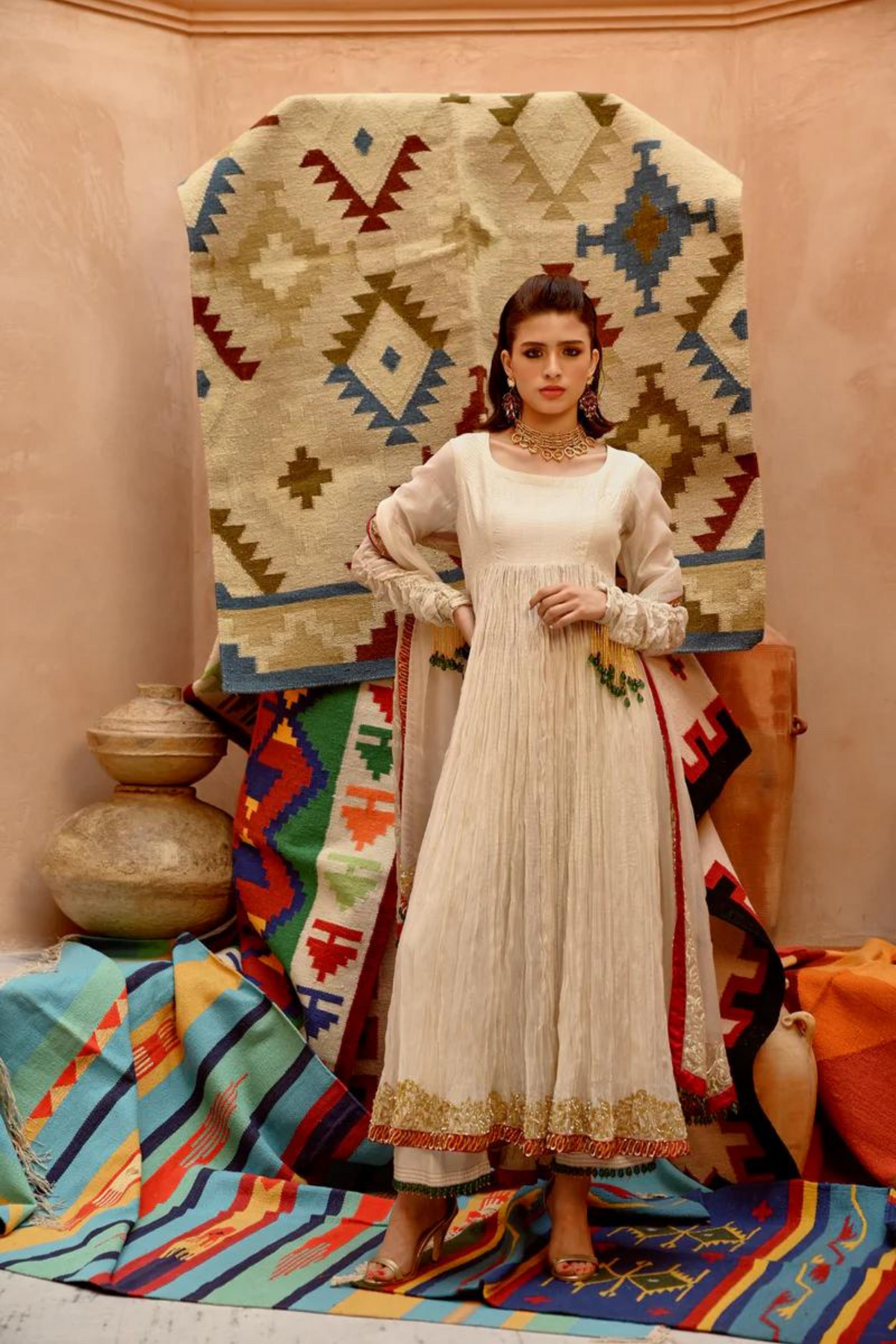 Crushed Anarkali Set