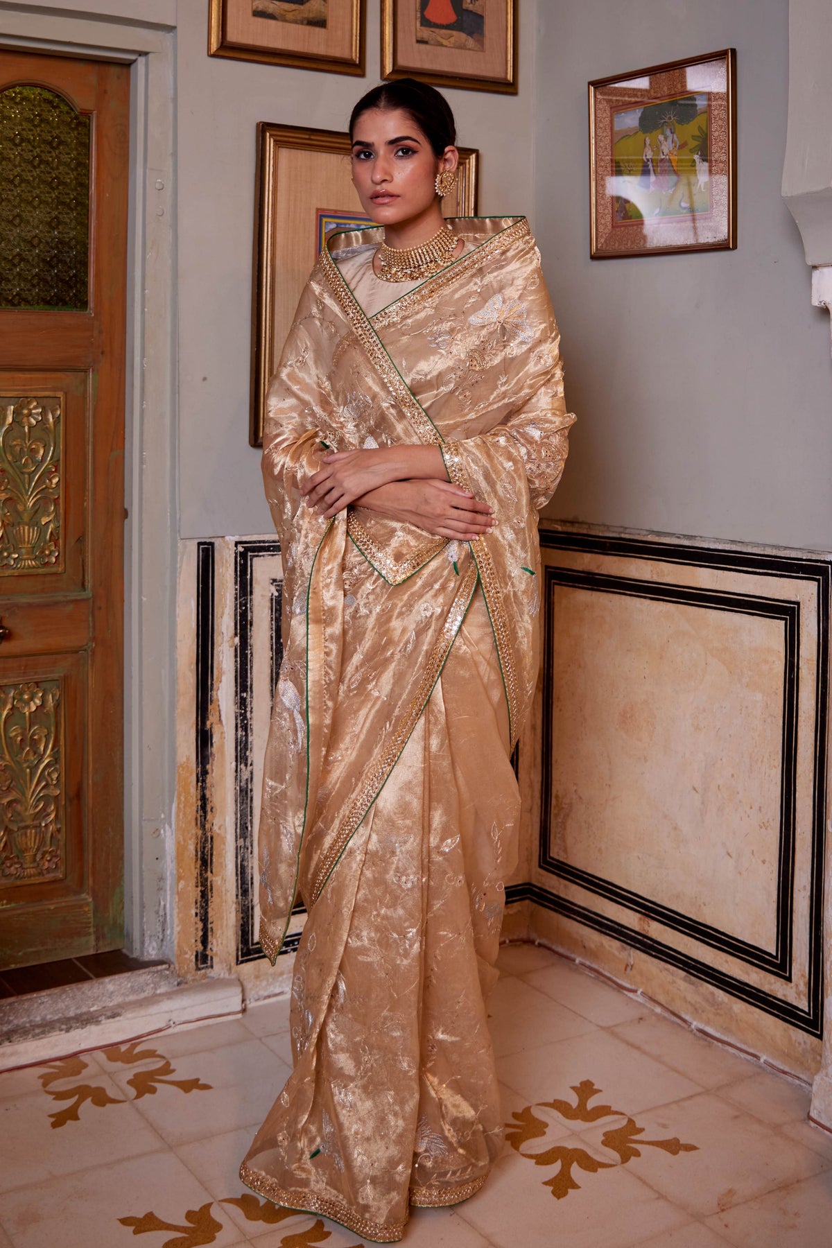 Kaaga Koyal Golden Saree
