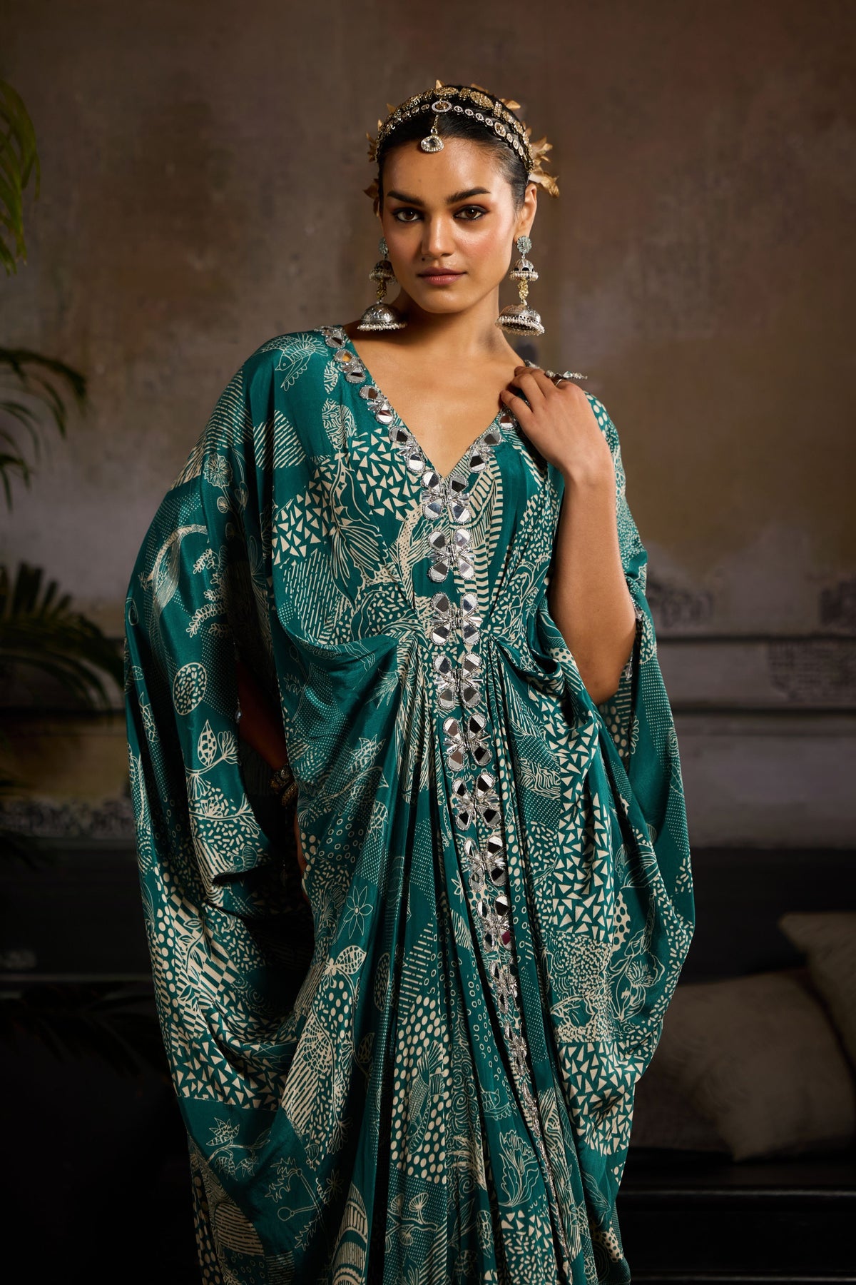 Teal Printed Kaftan