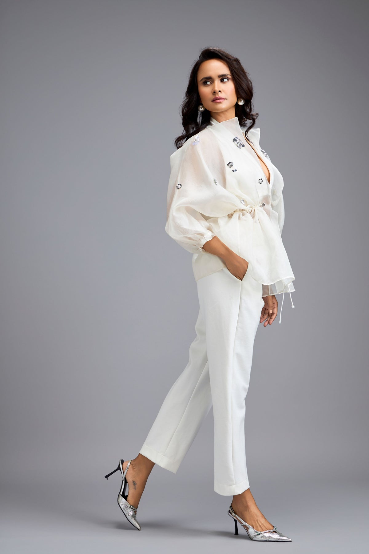 White Embellished Co-ord Set