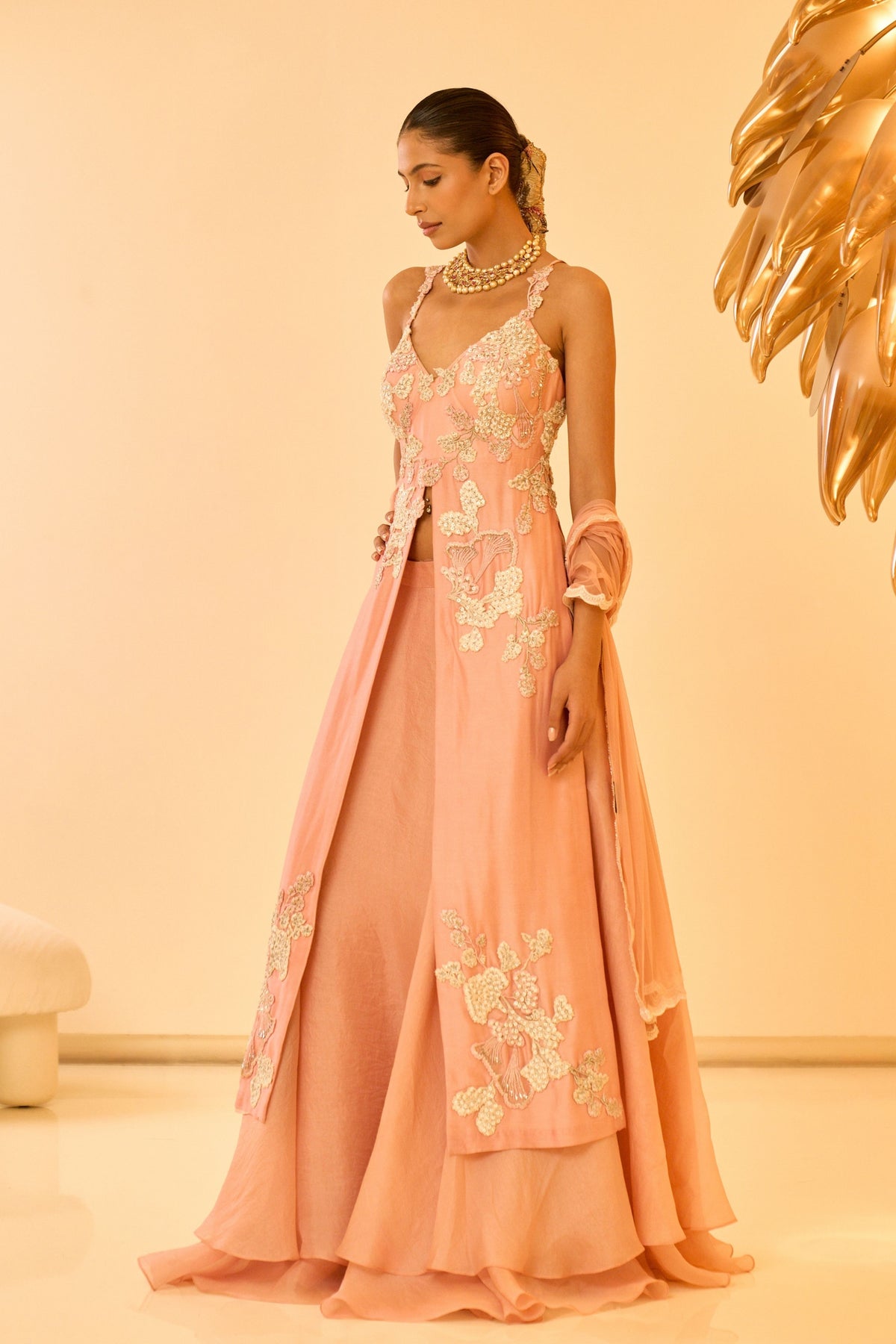 Peach Anarkali Set