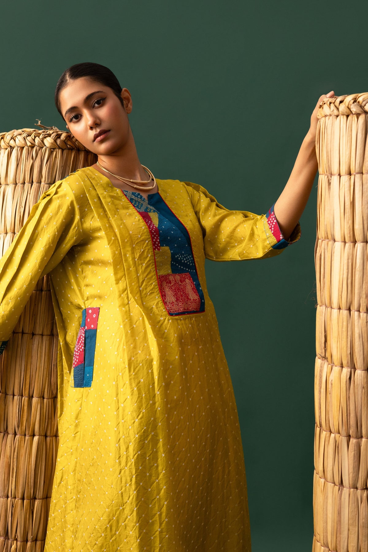 Green Bandhani Kurta Set